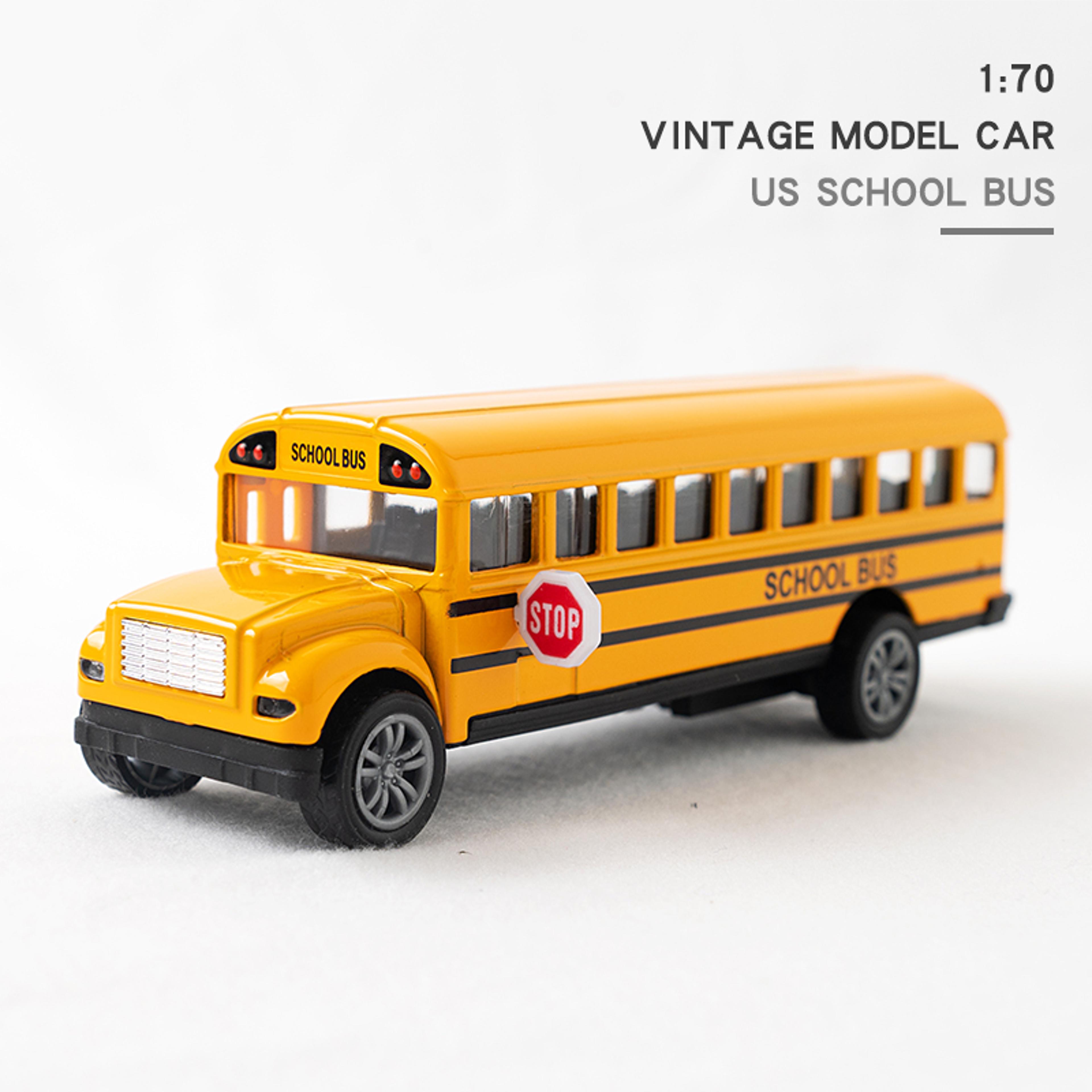 classic die cast school bus pull back toy bus alloy collectible model for kids & collectors