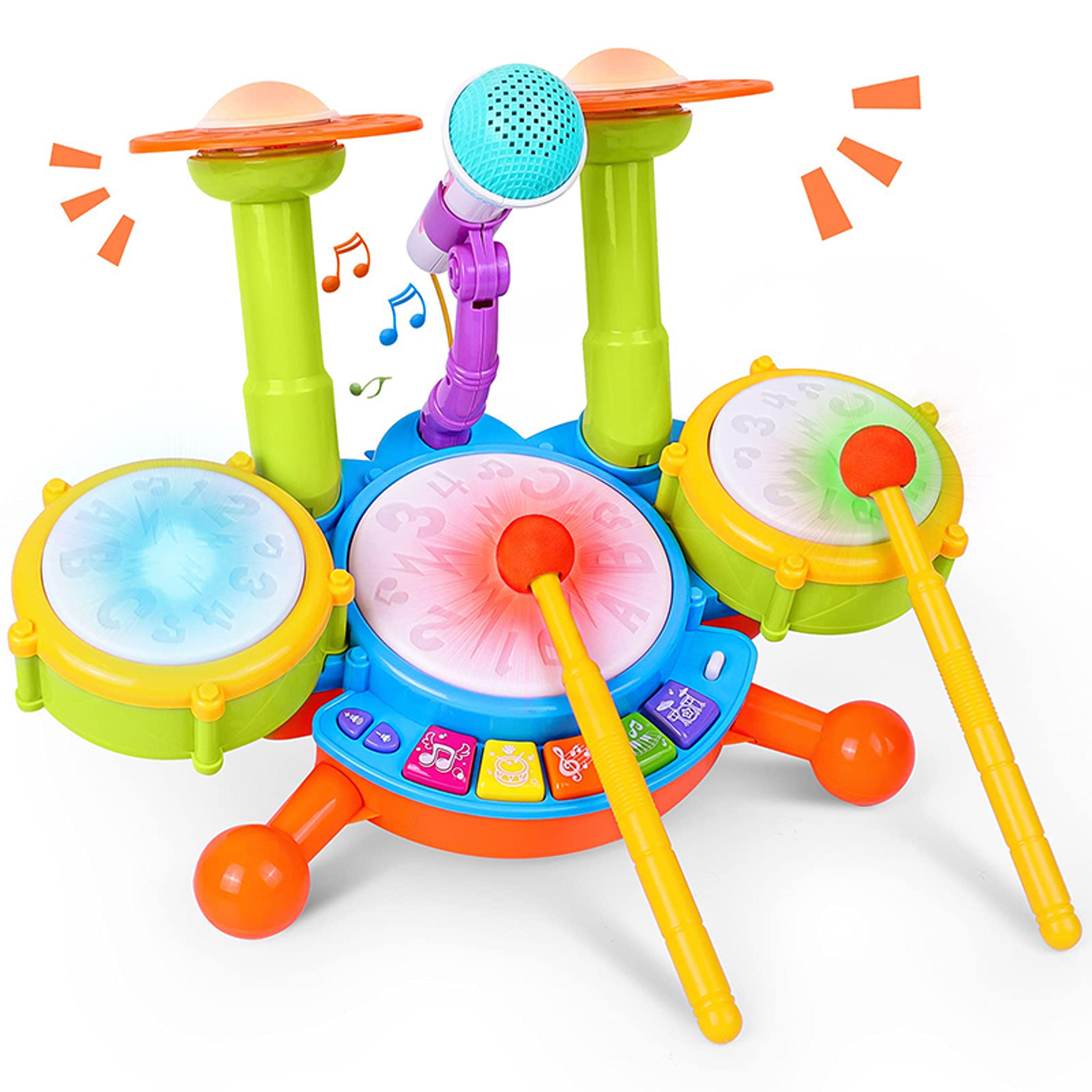 kids drum set with microphone musical learning toy for toddlers