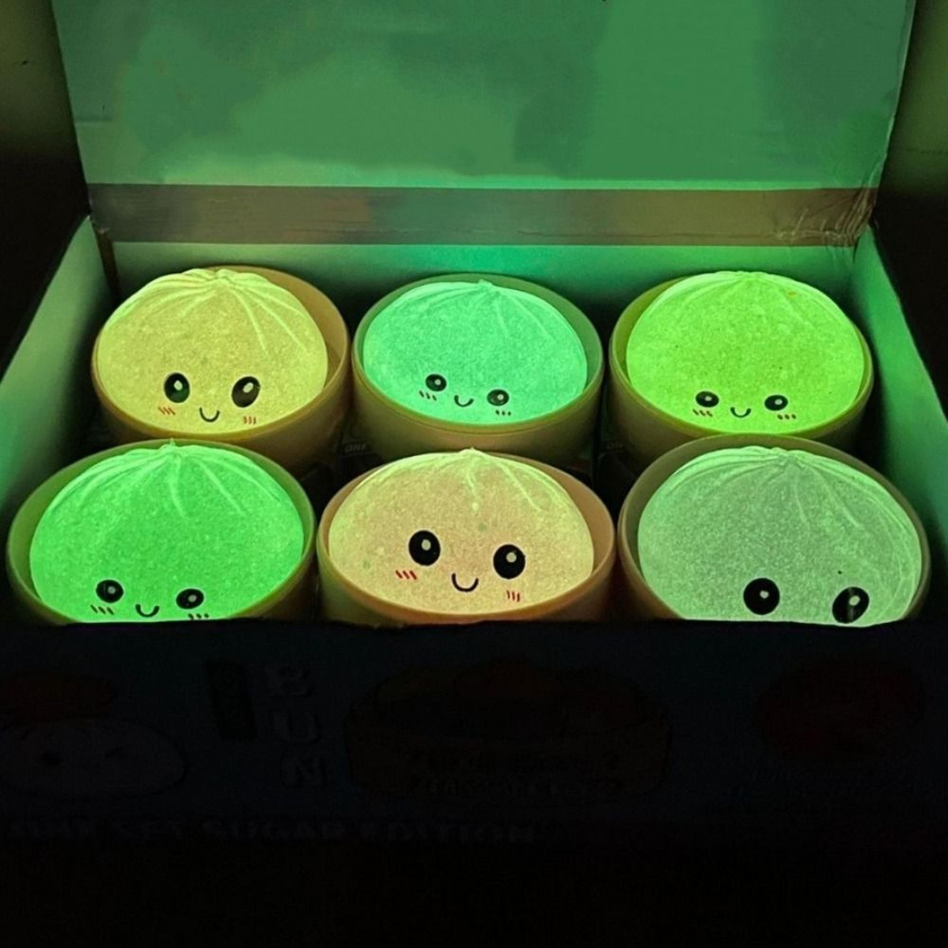 glow in the dark squishy toy cute glitter dumpling sensory fidget toy for stress relief