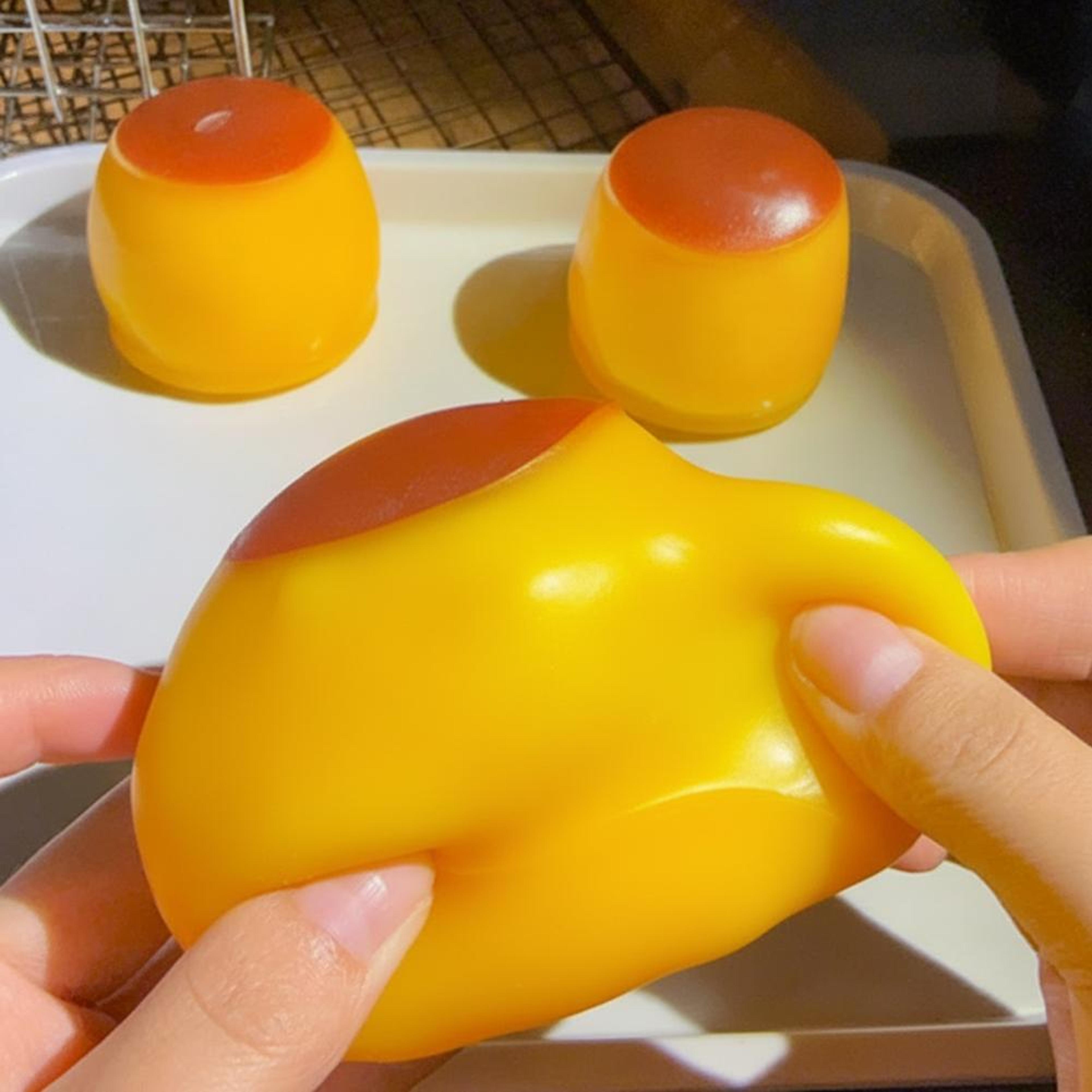 caramel pudding stress ball crunchy sensory fidget toy for anxiety relief