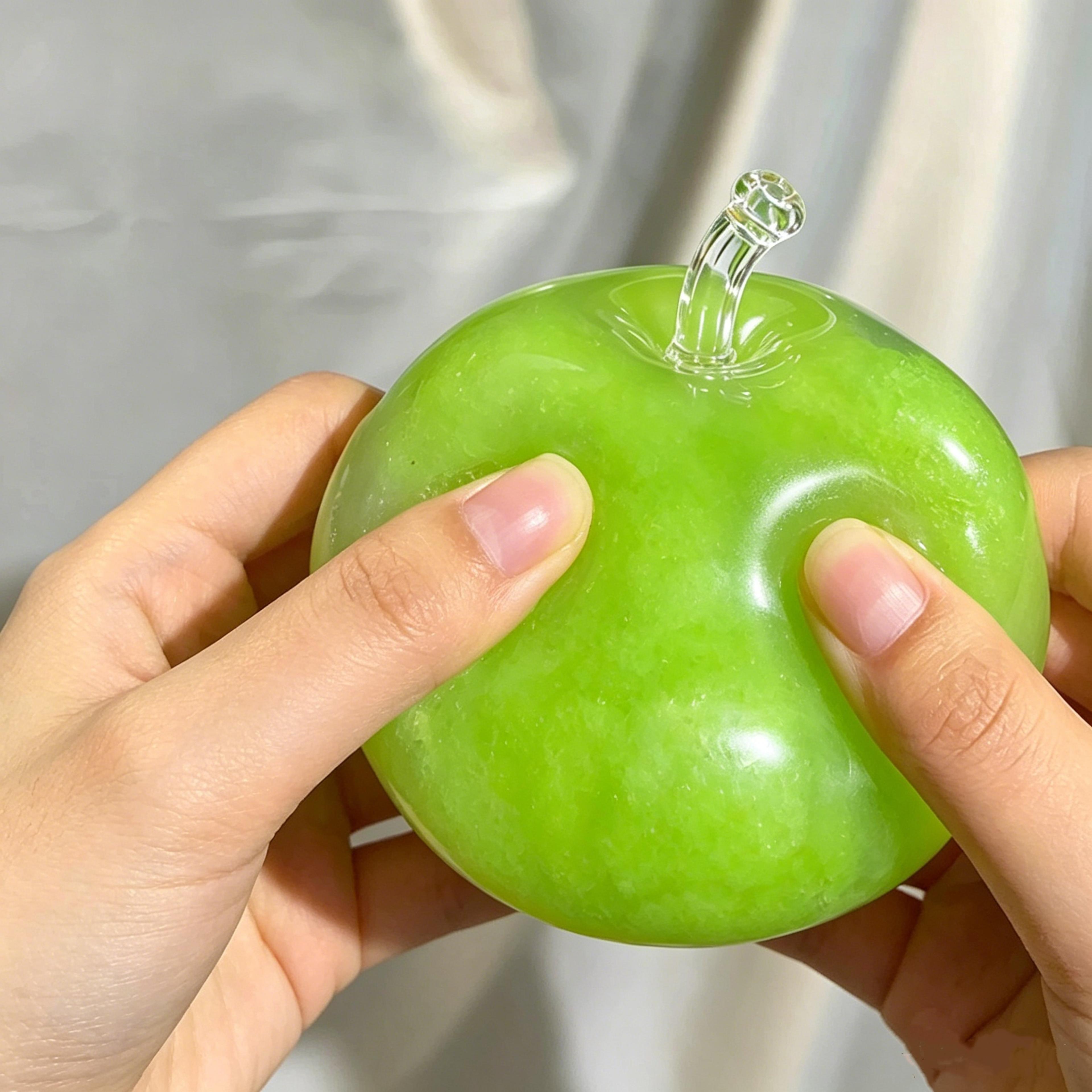 green apple stress ball crunchy squishy toy for sensory relief & grip strength training