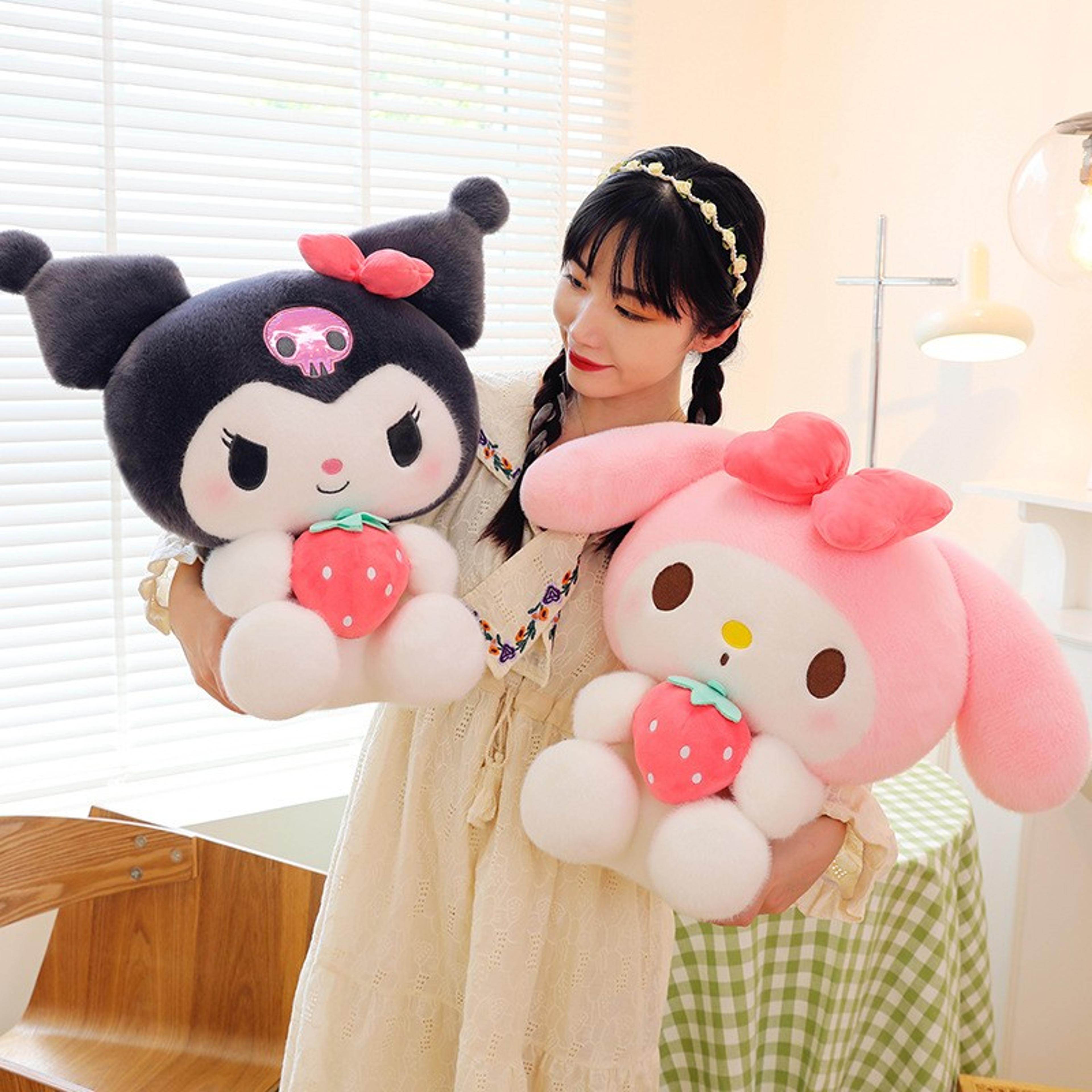 sanrio strawberry kuromi & my melody plush toy 25cm soft stuffed pillow doll gift