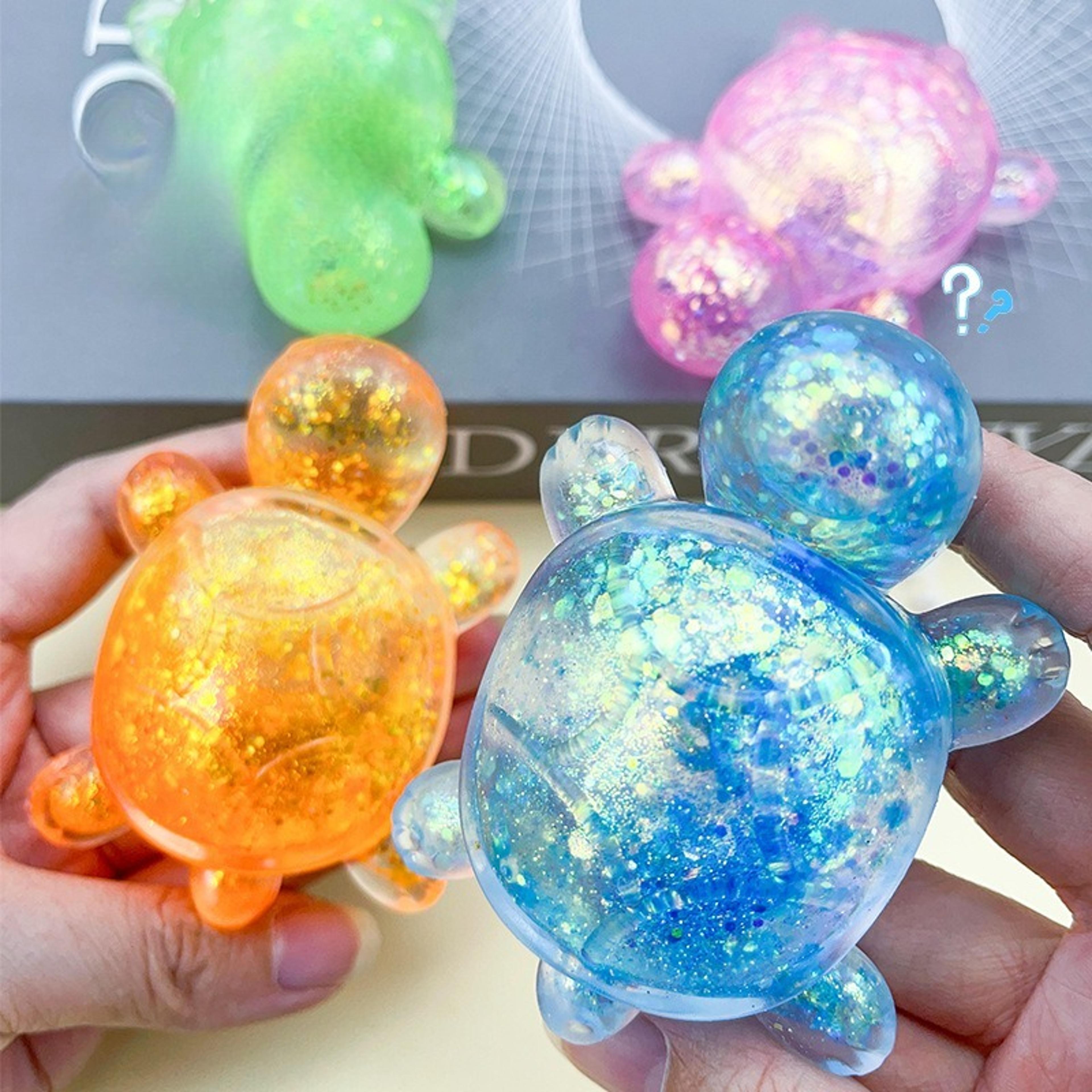 cute squishy turtle toy glitter sensory stress relief squeeze fidget for kids & adults