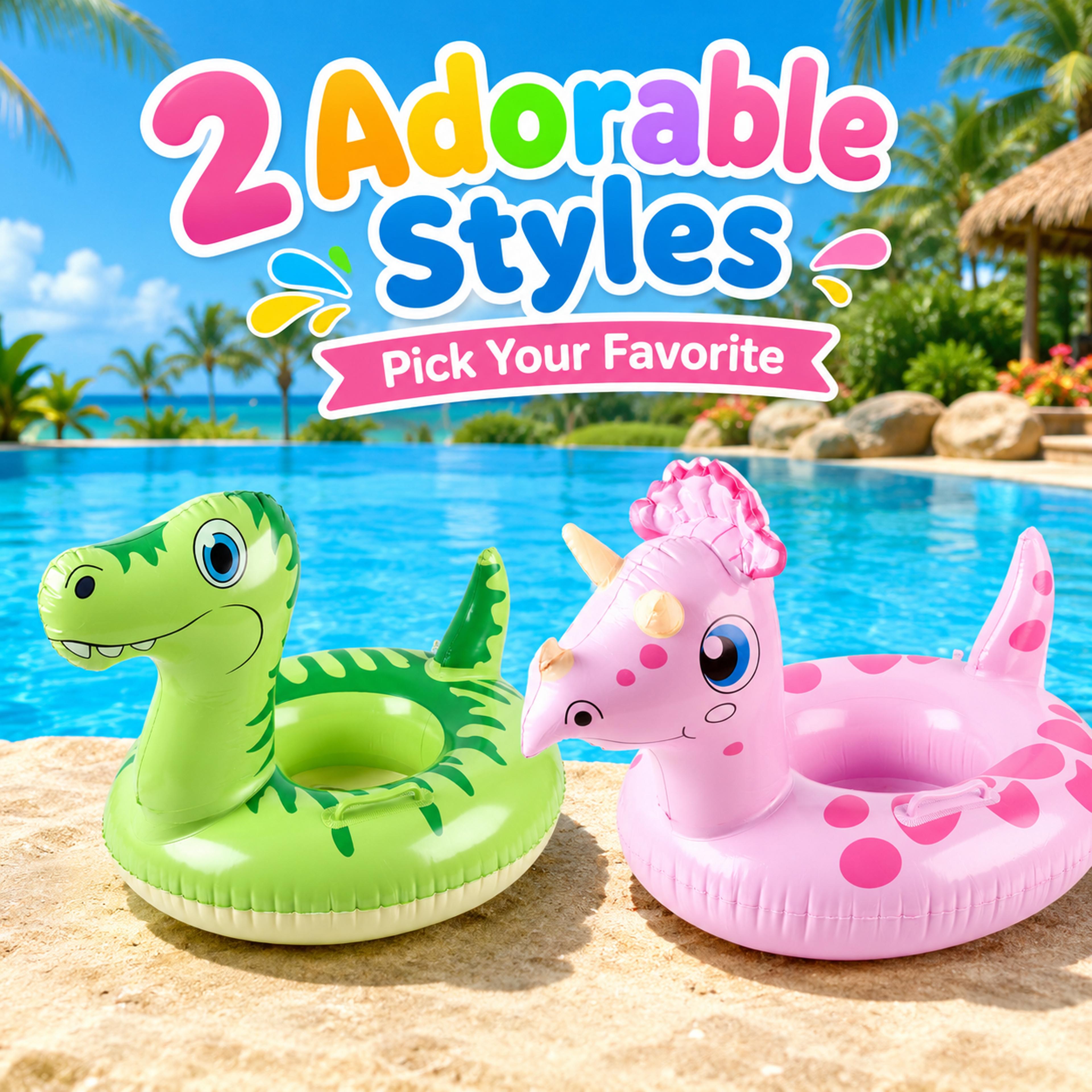 inflatable pool float animal swim ring with handles for kids unicorn & dinosaur
