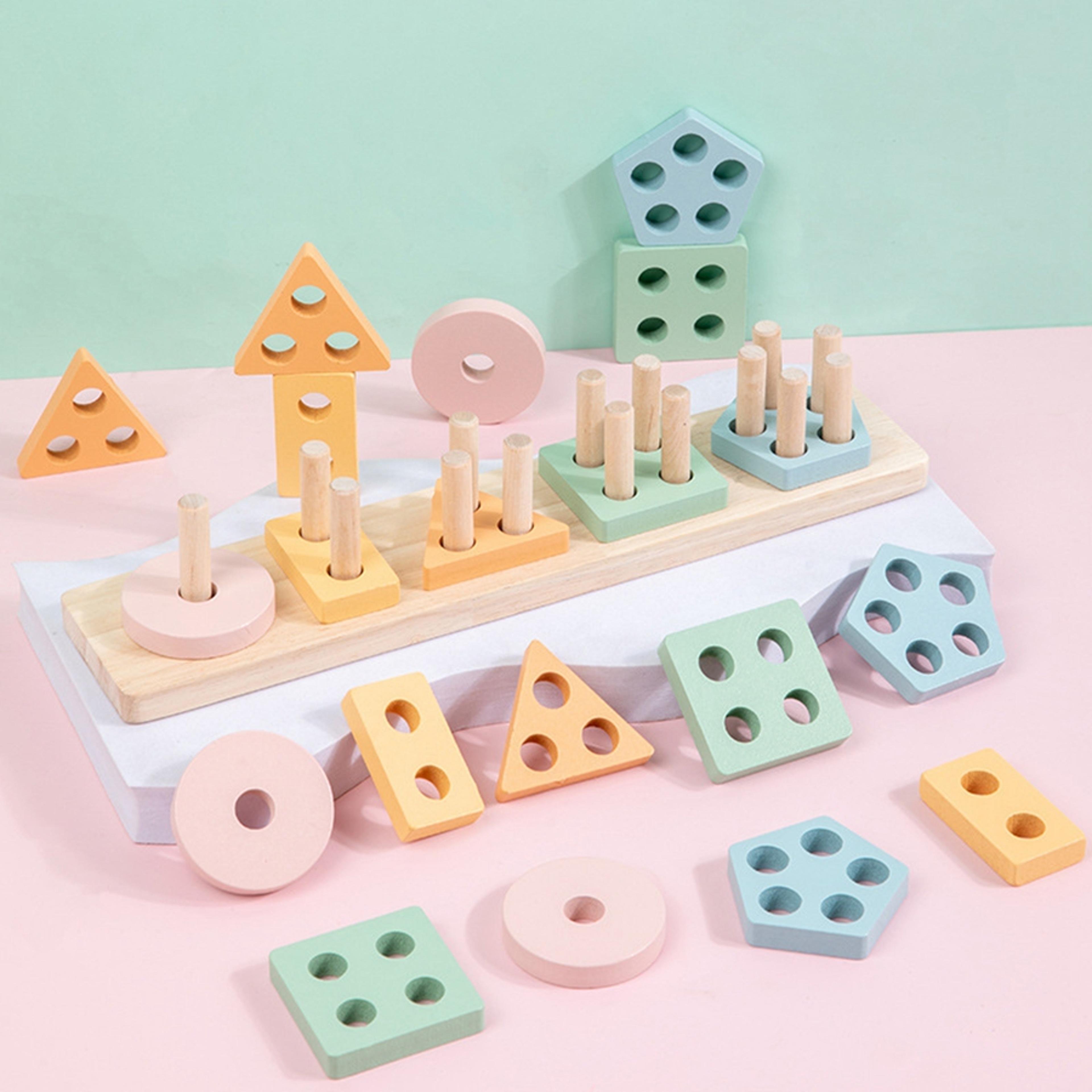 montessori wooden sorting toy color matching stacking puzzle for fine motor skills