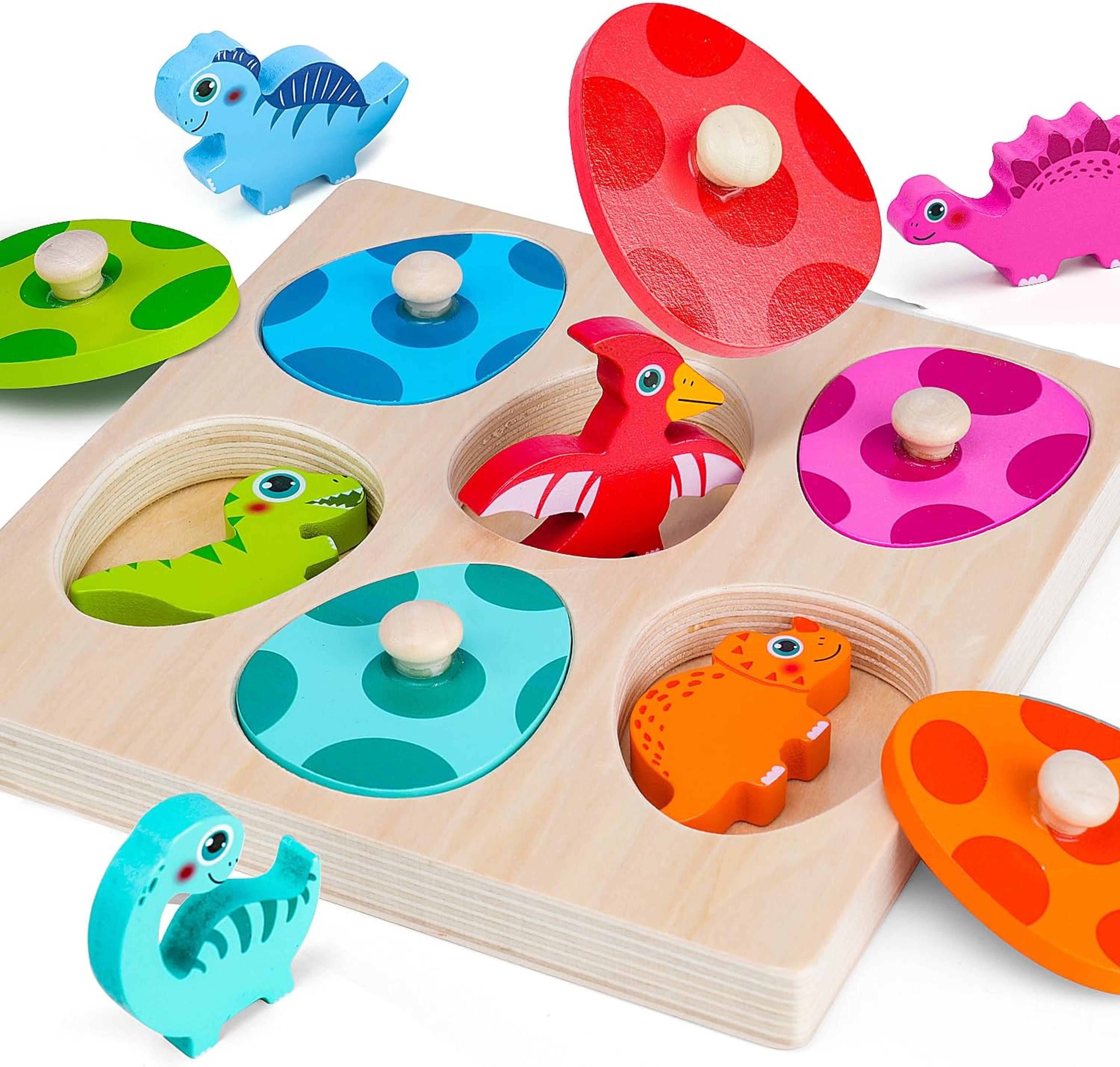 montessori dinosaur puzzle wooden toddler peg puzzle educational early learning toy