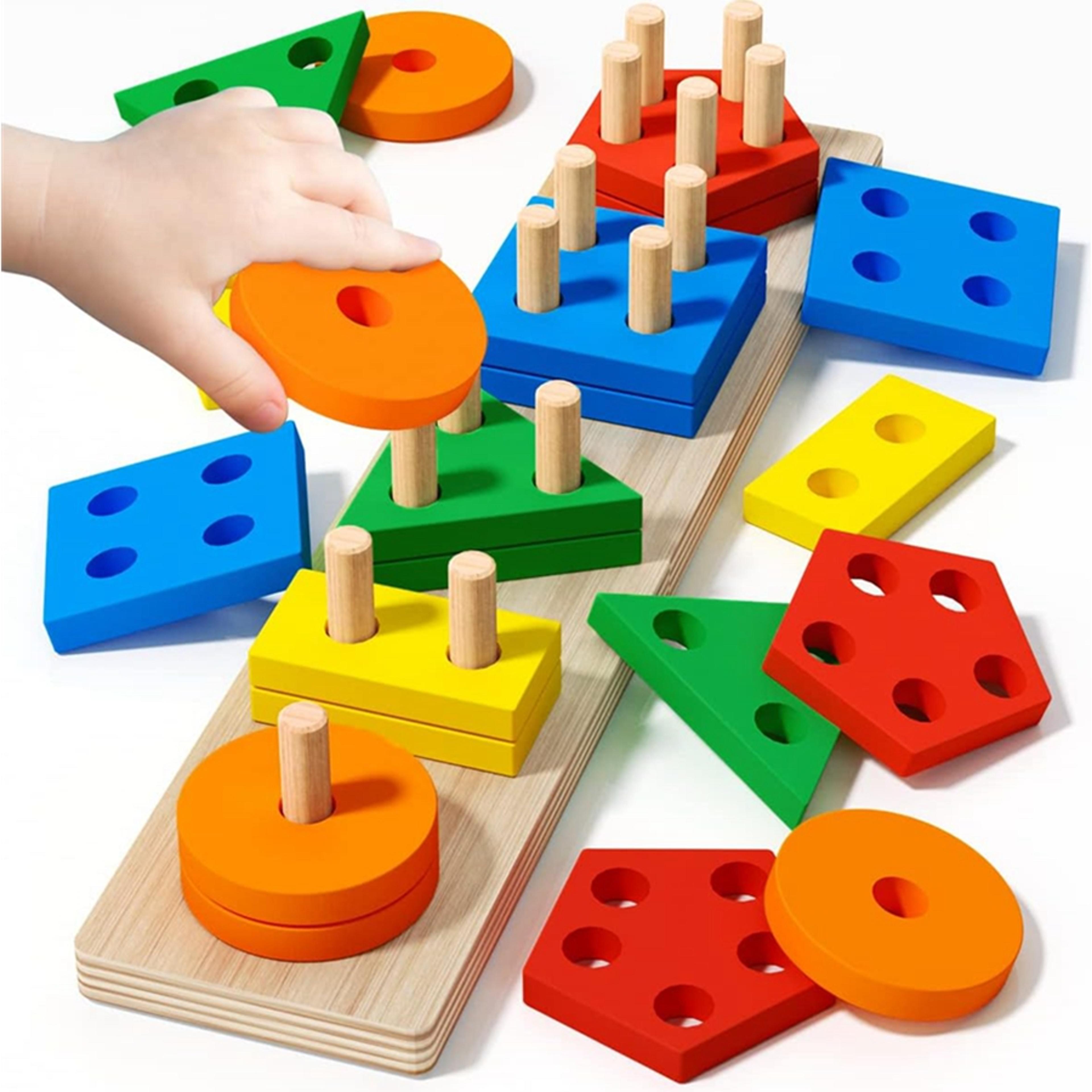 montessori wooden sorting toy shape sorter stacking puzzle for toddlers learning