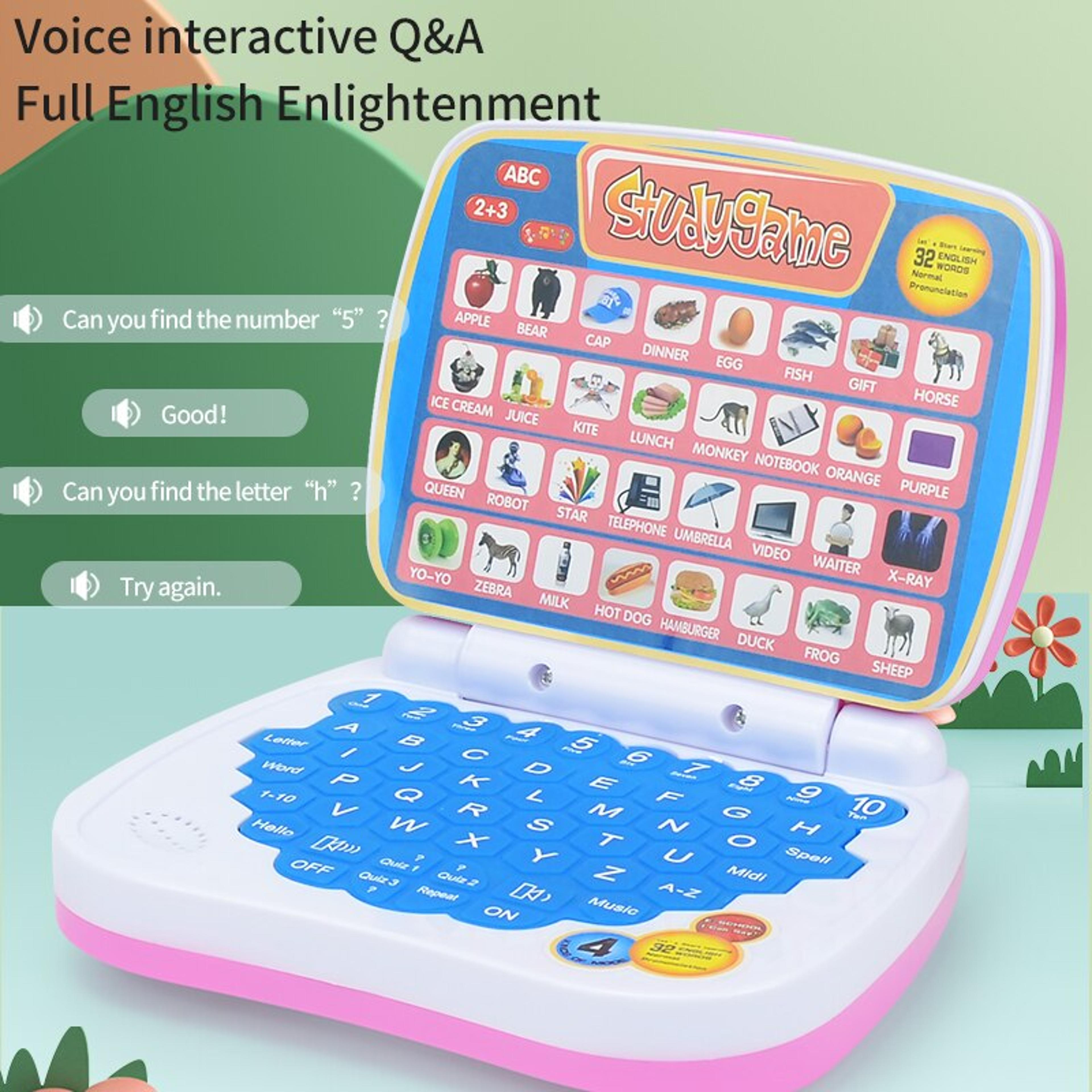 kids learning laptop educational toy computer with english abc numbers music and interactive games