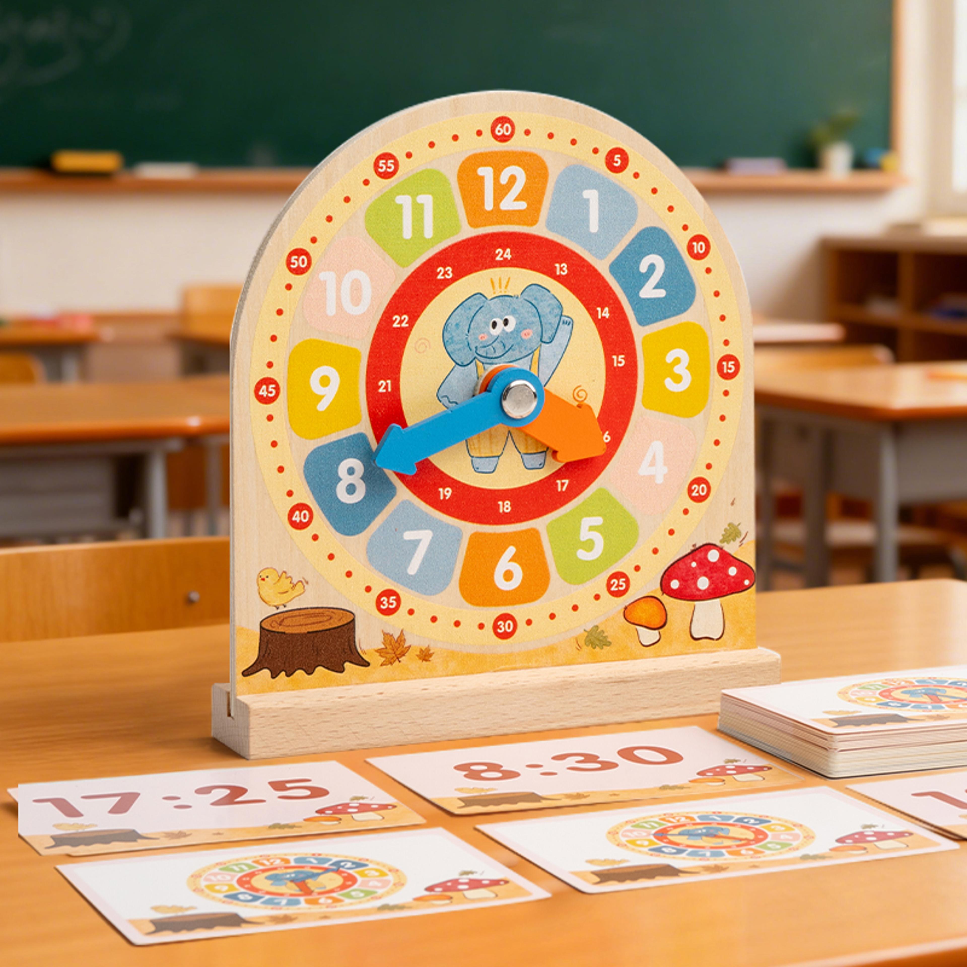 montessori wooden learning clock time teaching puzzle for kids