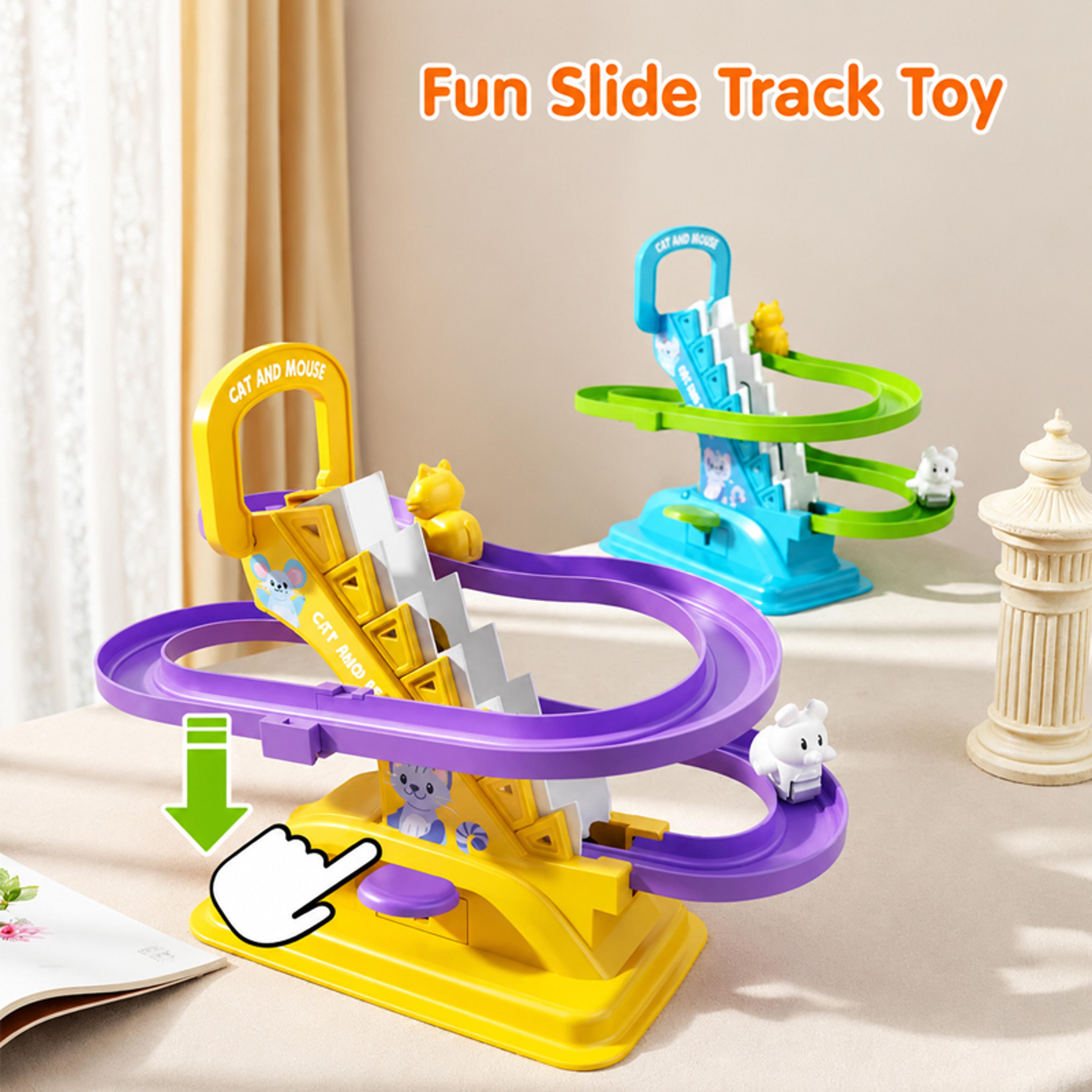 interactive cat and mouse track toy climbing stairs puzzle for toddlers and preschool kids