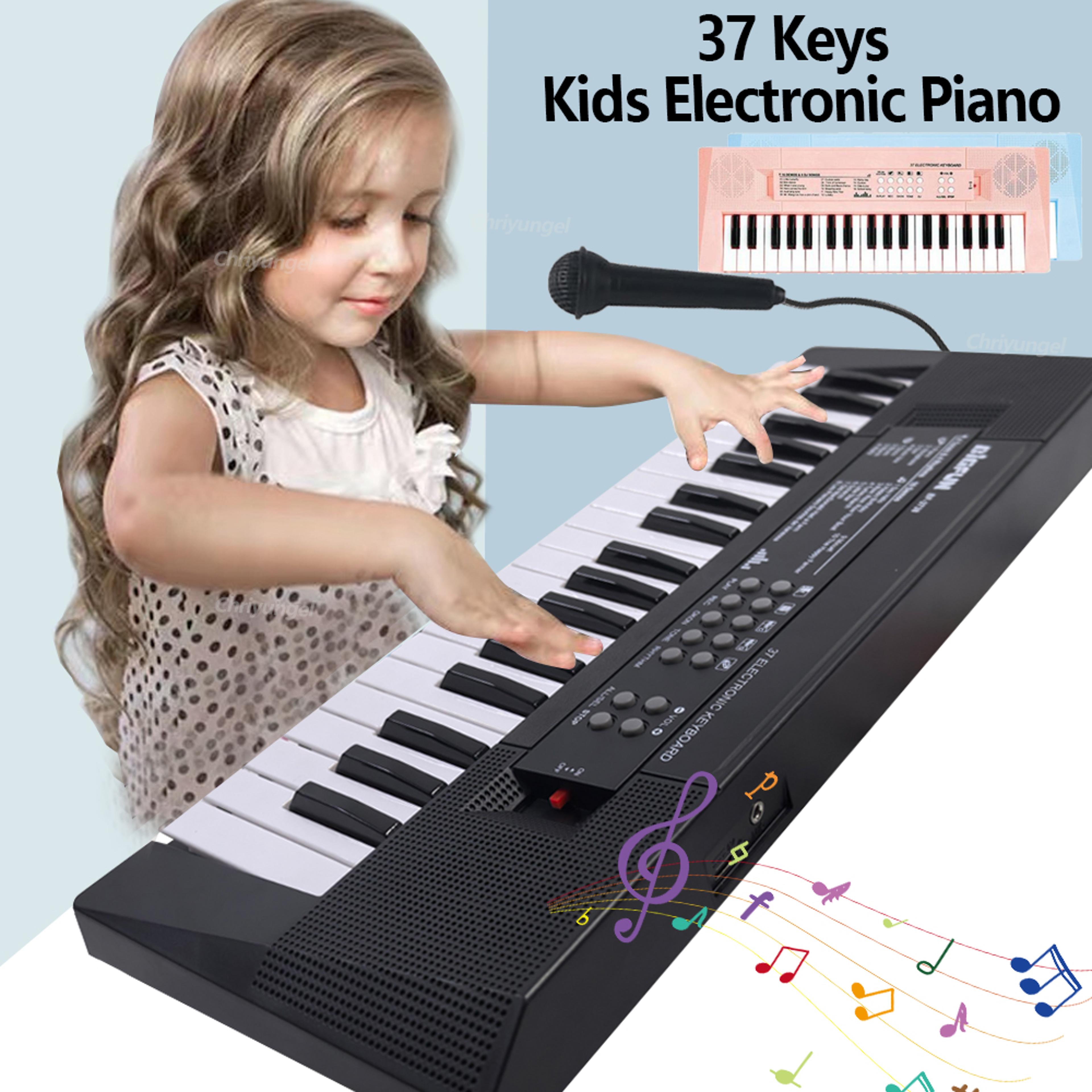 37 key kids piano keyboard with microphone rechargeable musical learning toy