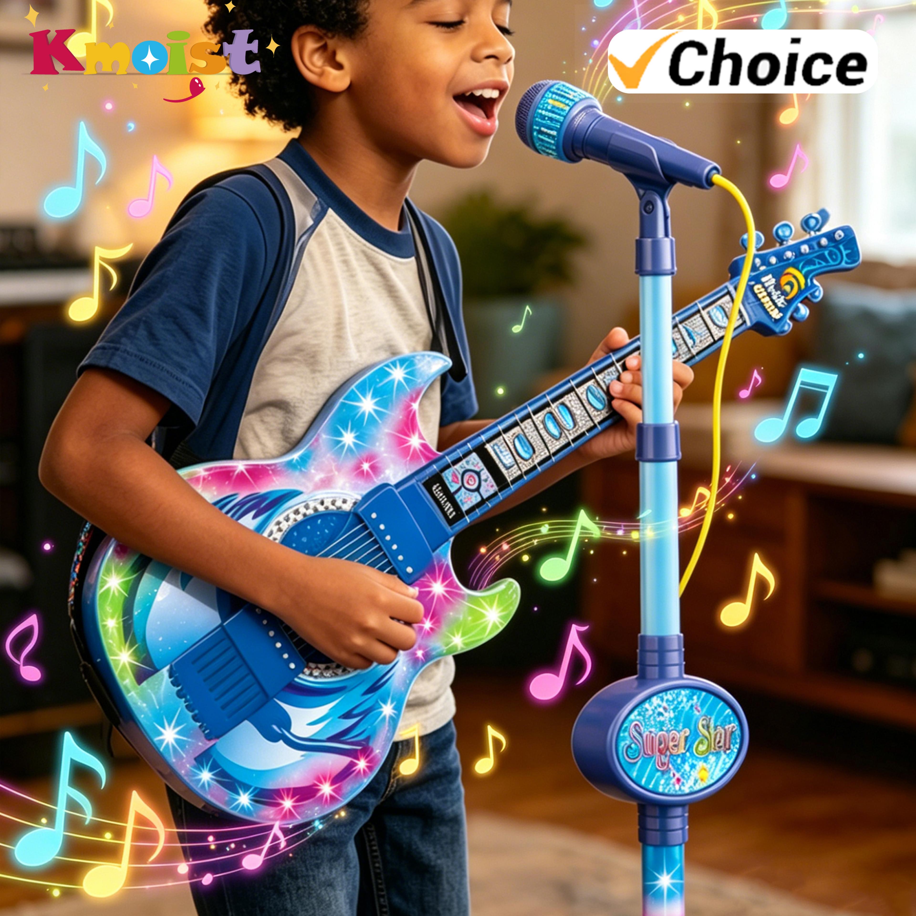 kids karaoke machine toy guitar with microphone musical instrument set for boys & girls