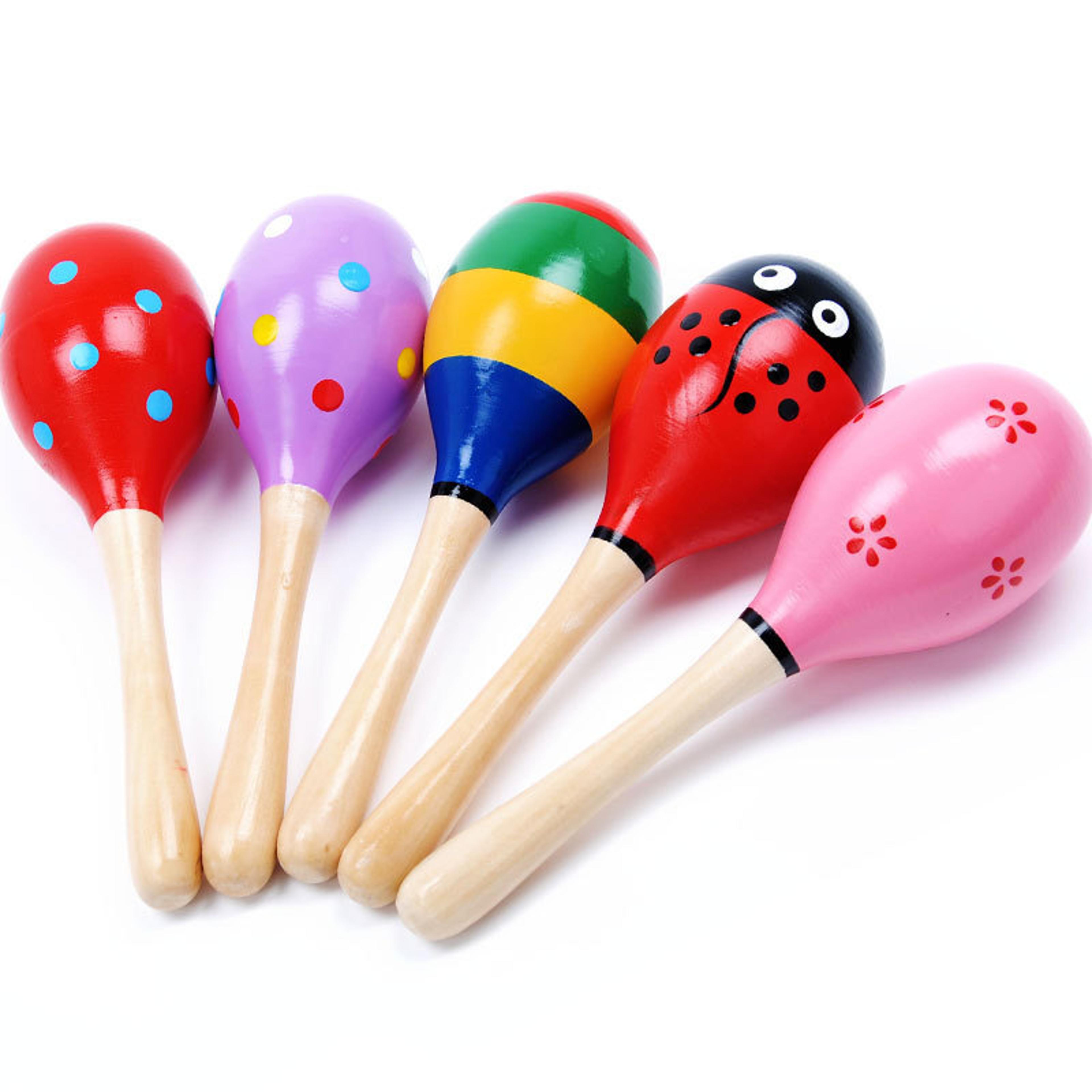 colorful wooden maracas baby musical instrument wooden shaker toy for toddlers