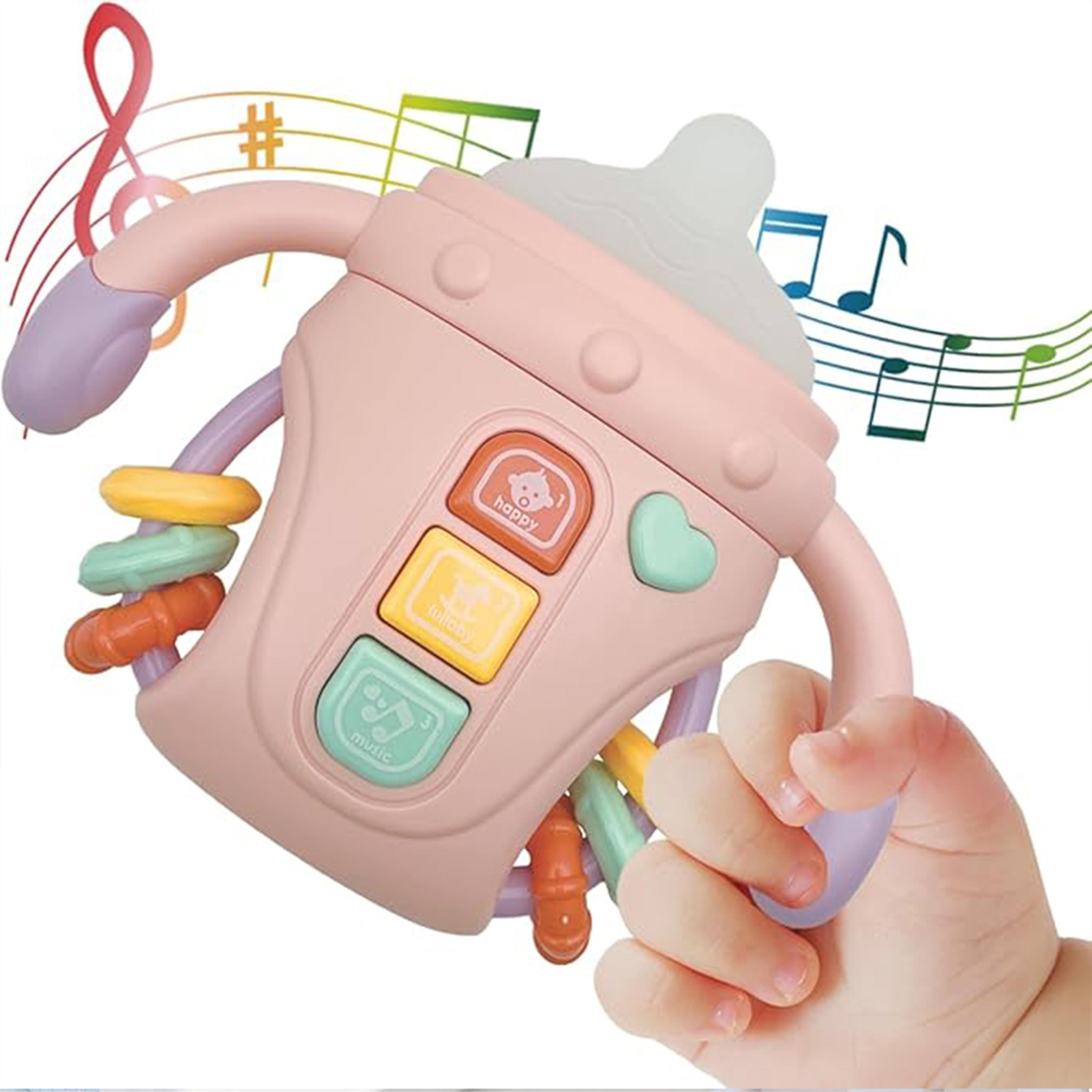 baby musical toy with lights and teether rattle for sensory learning 0-24 months