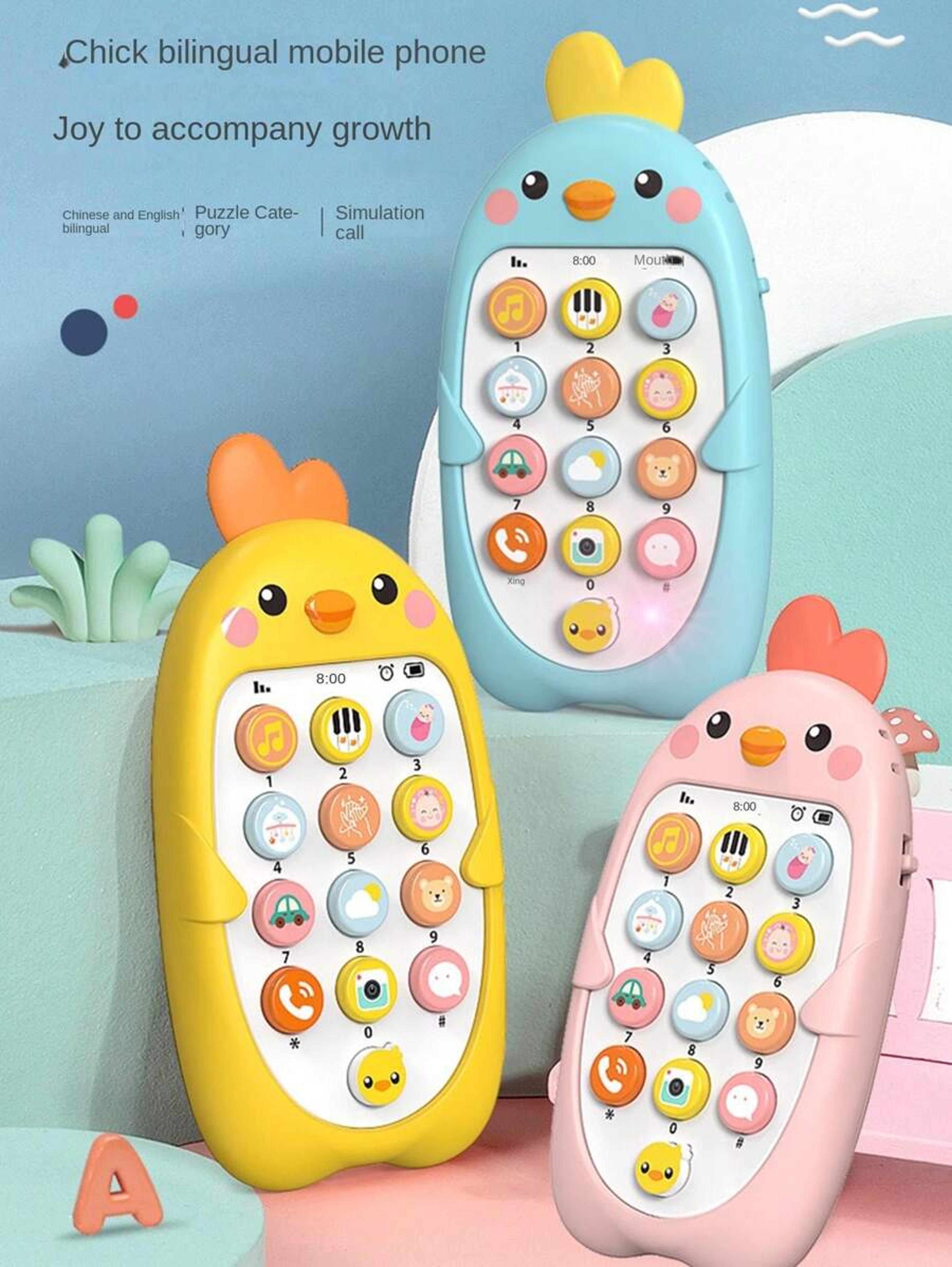 cute chicken baby phone toy with music, stories & lights for toddlers