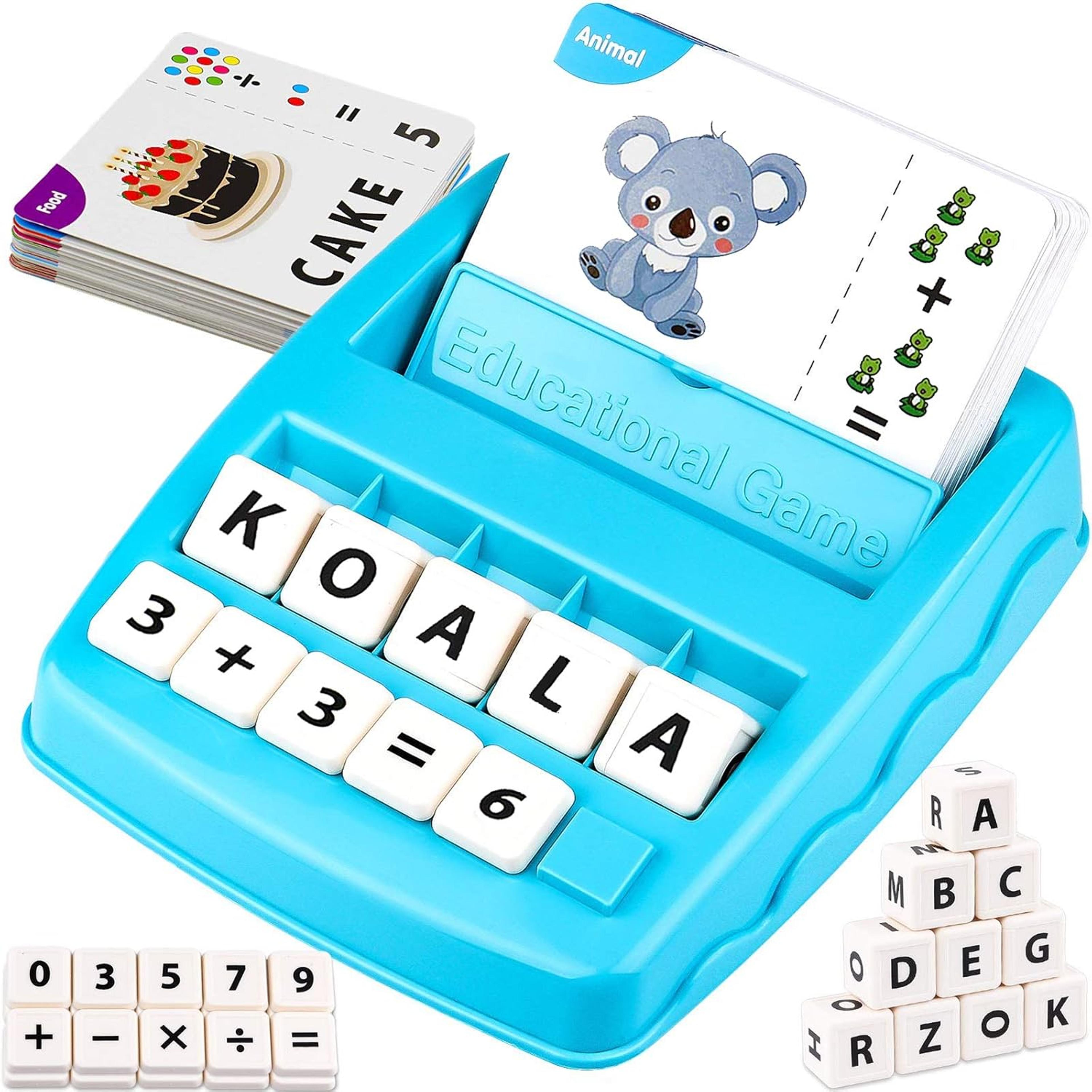 matching letter game and early learning toy for kids with spelling and math activities