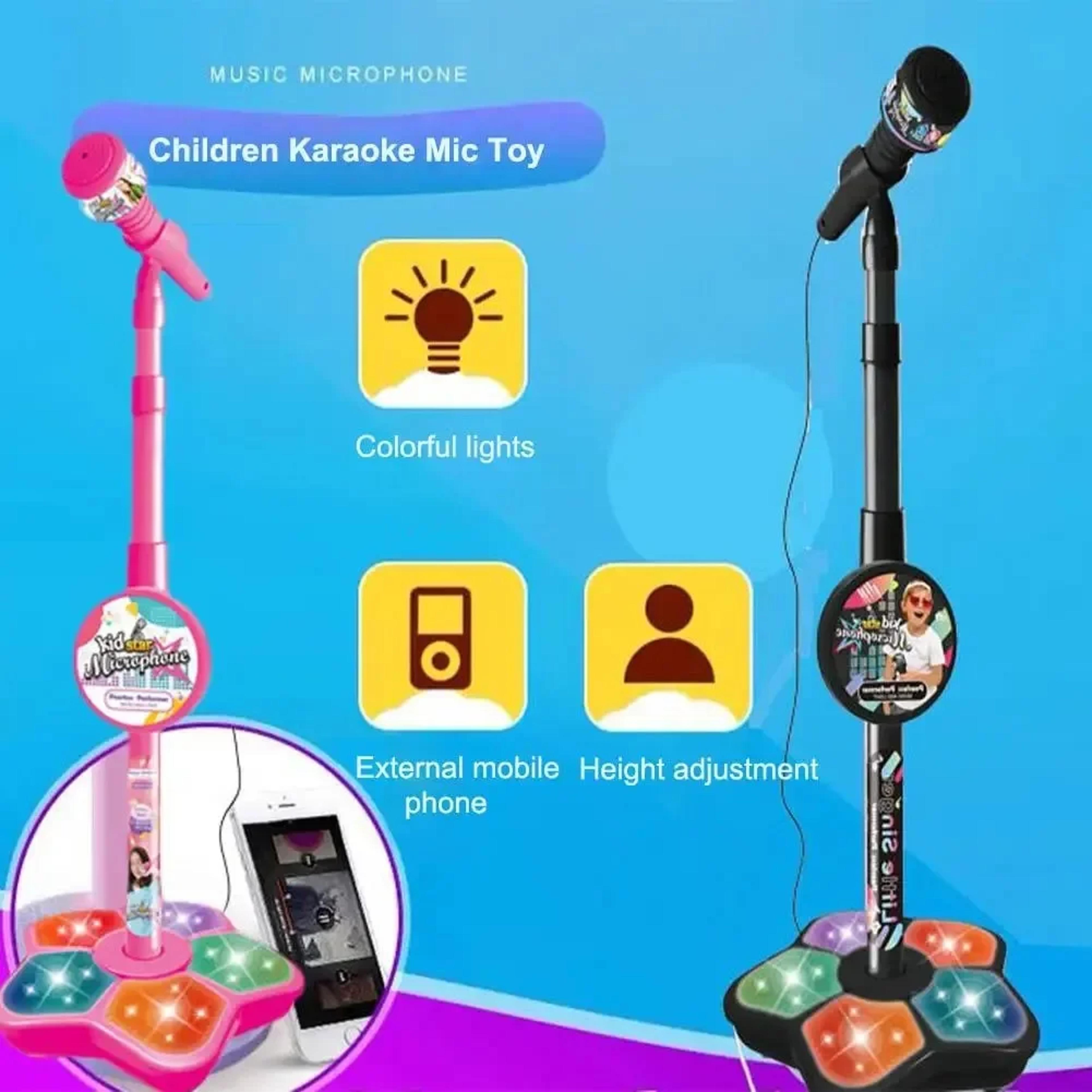 kids karaoke microphone with stand musical singing toy with lights and phone connection