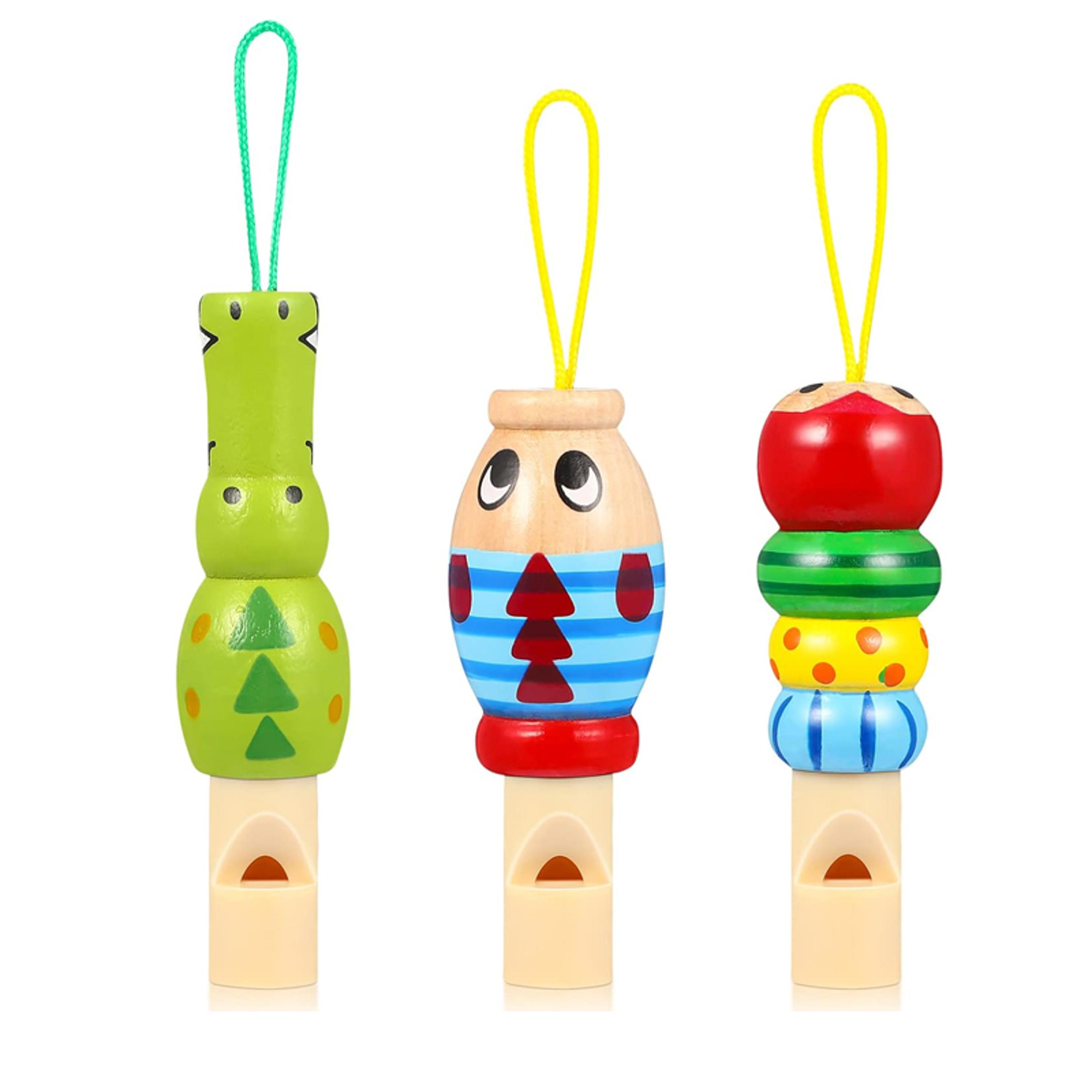 6pcs wooden animal whistle kids musical instrument educational wooden toy set