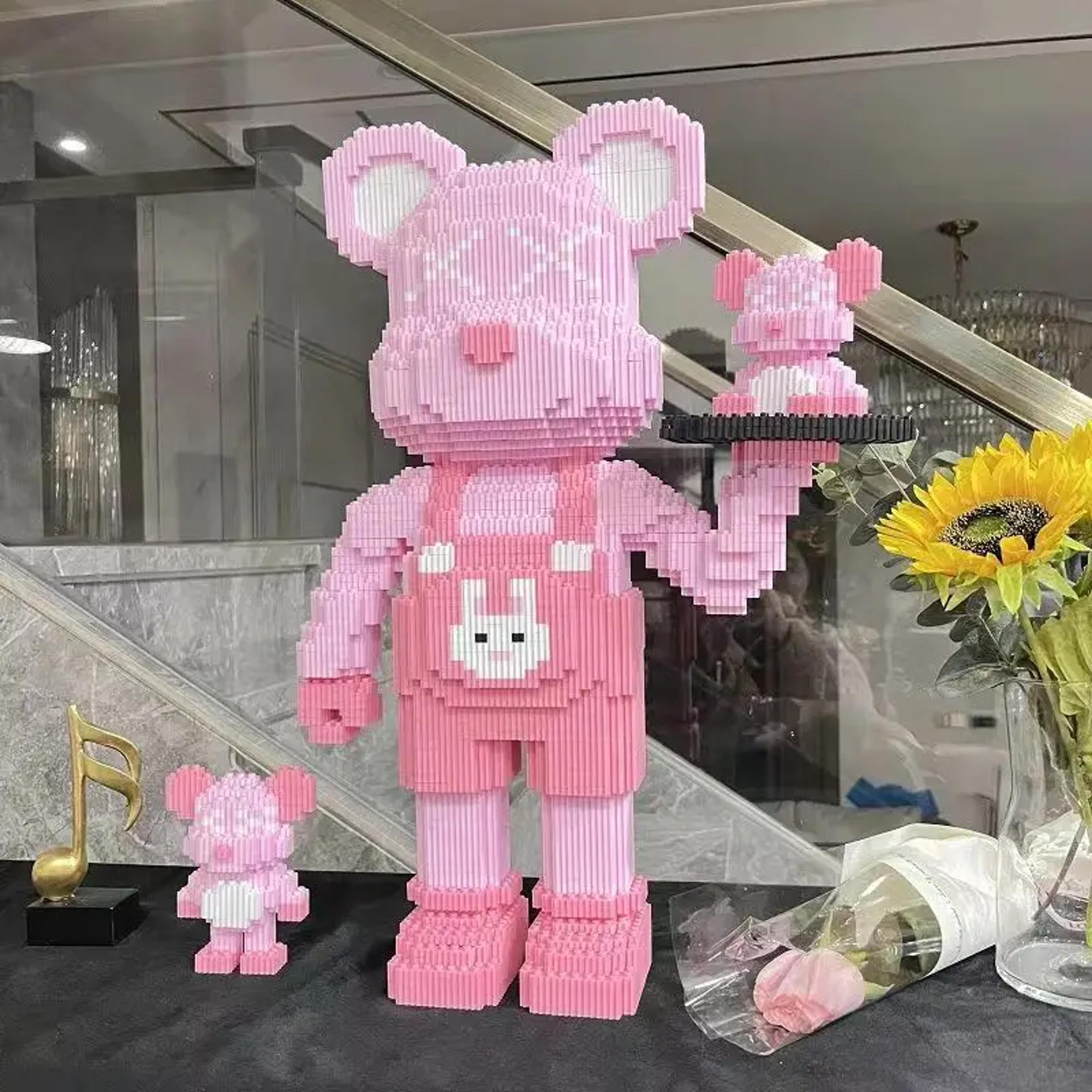 violent bear building block toy decorative tray model with micro building blocks