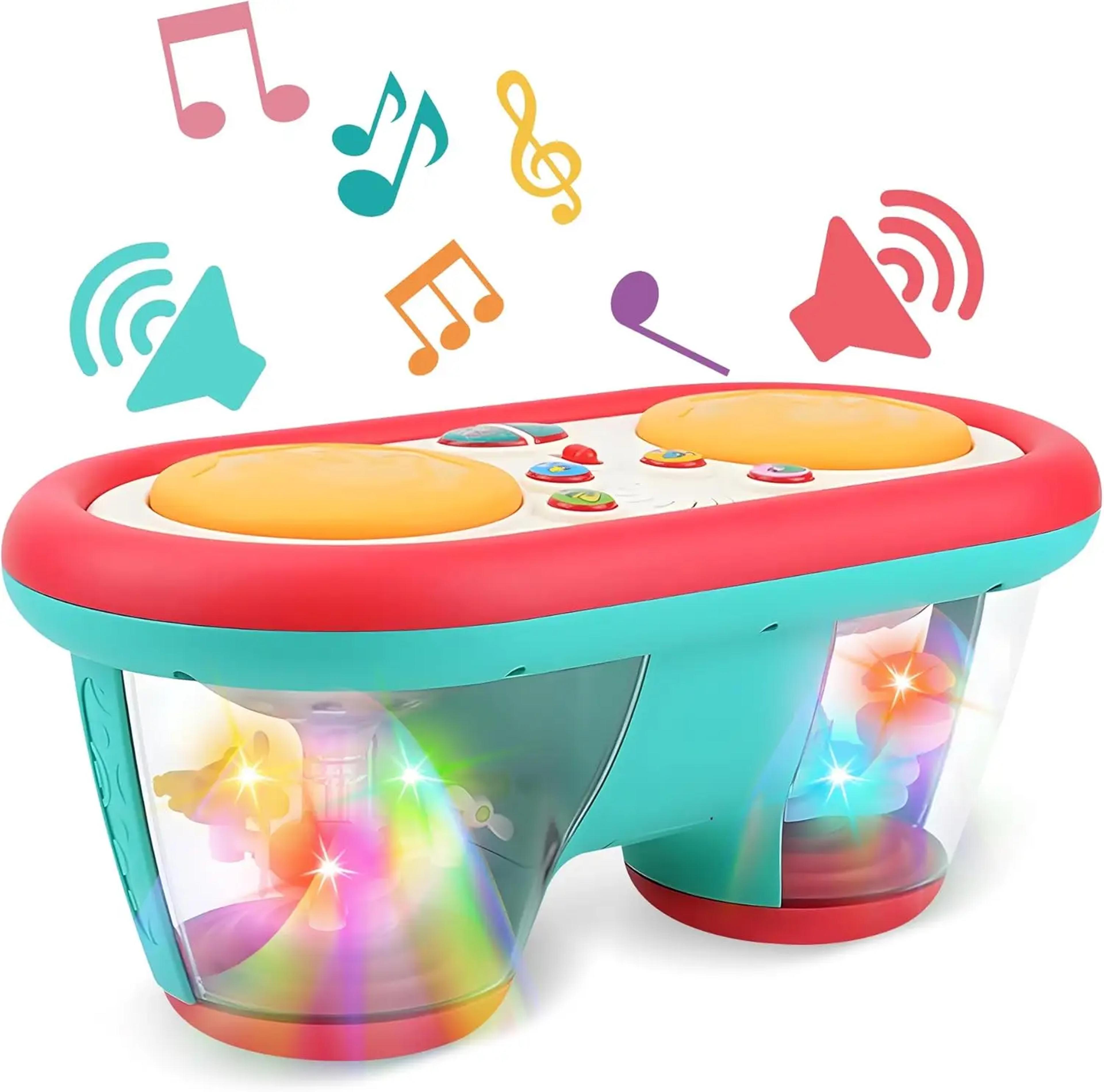 musical rotating baby drum toy with lights for tummy time & early learning