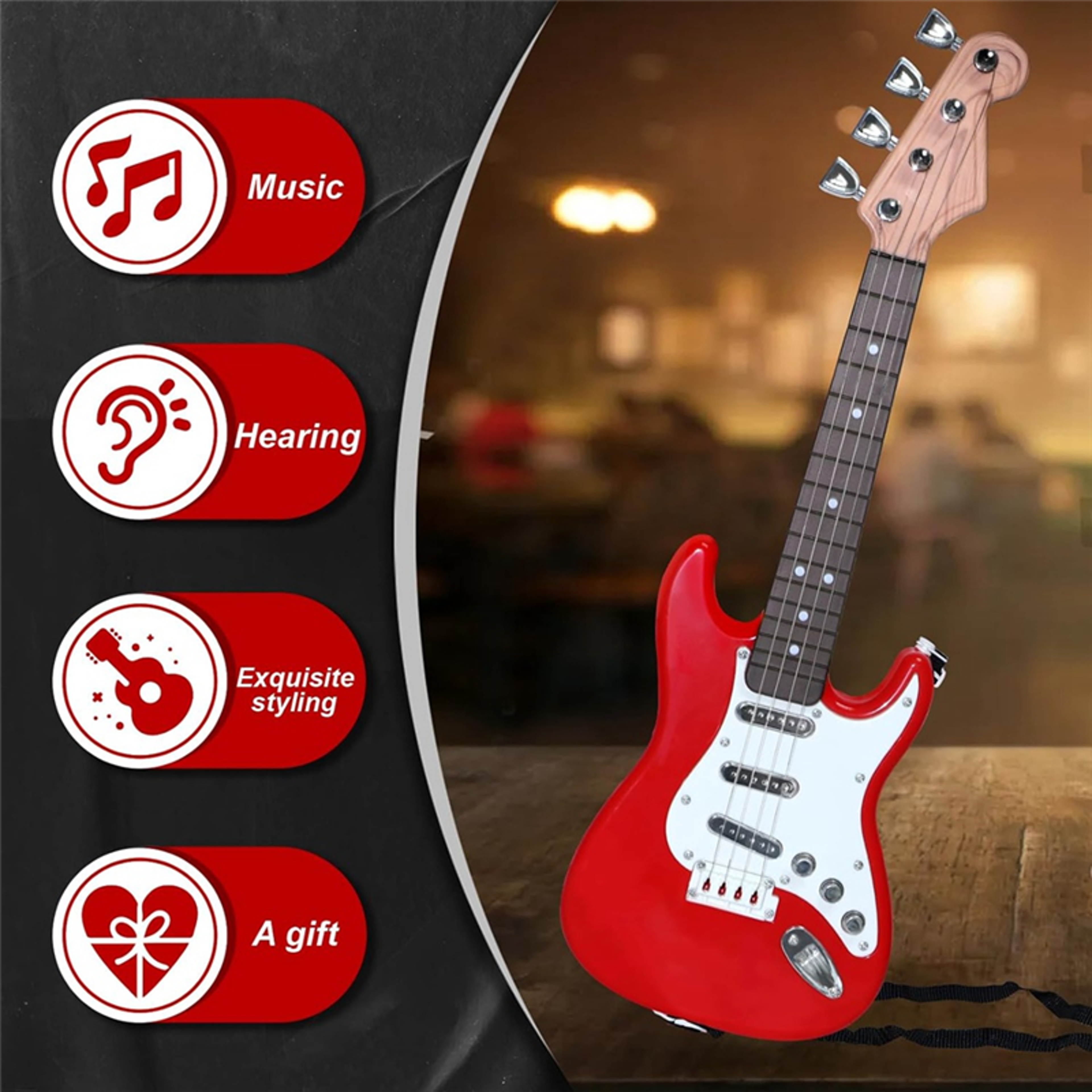 kids electric guitar toy for kids 4 string electronic musical instrument with lights and sounds