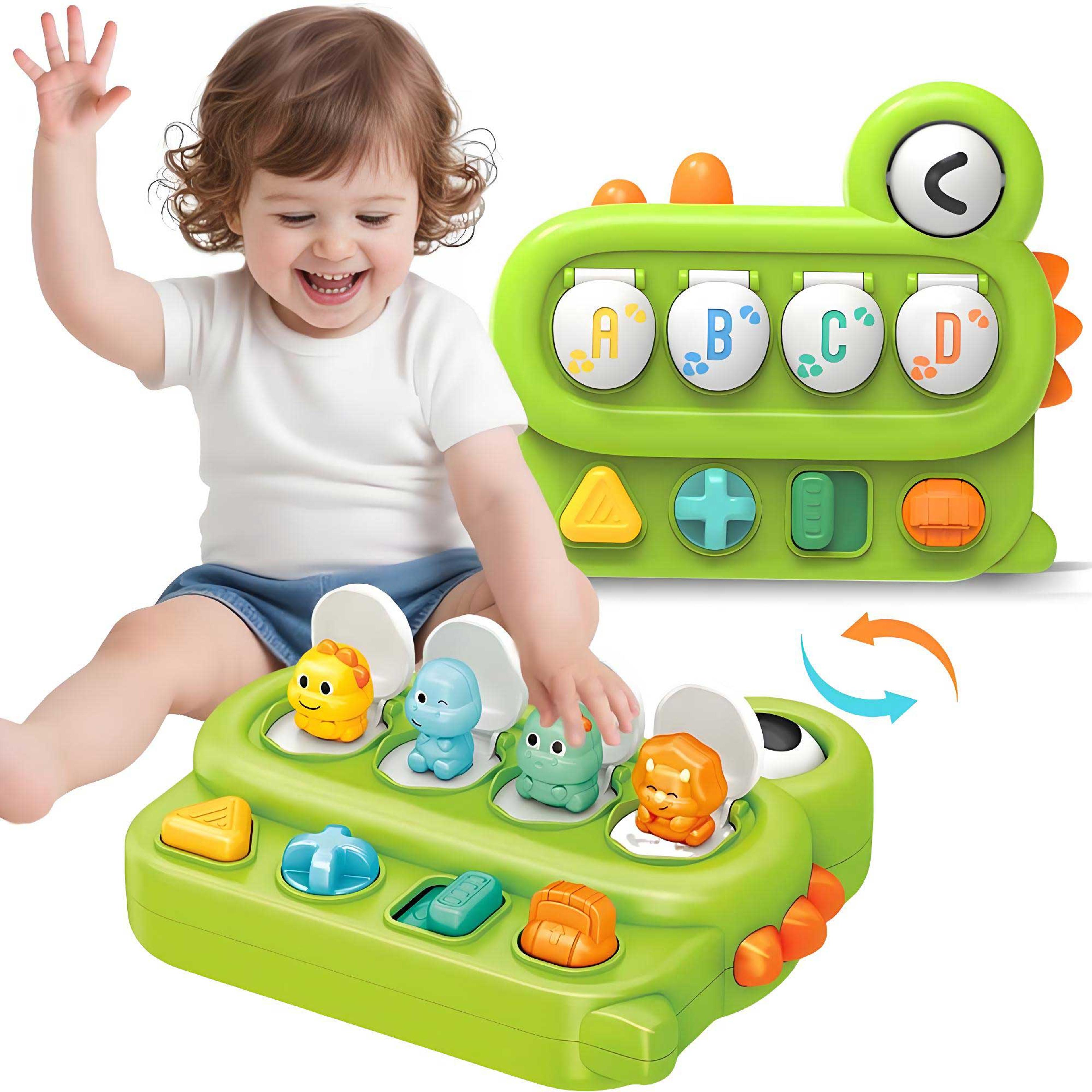 pop up dinosaur cause and effect toy for toddlers montessori sensory learning toy