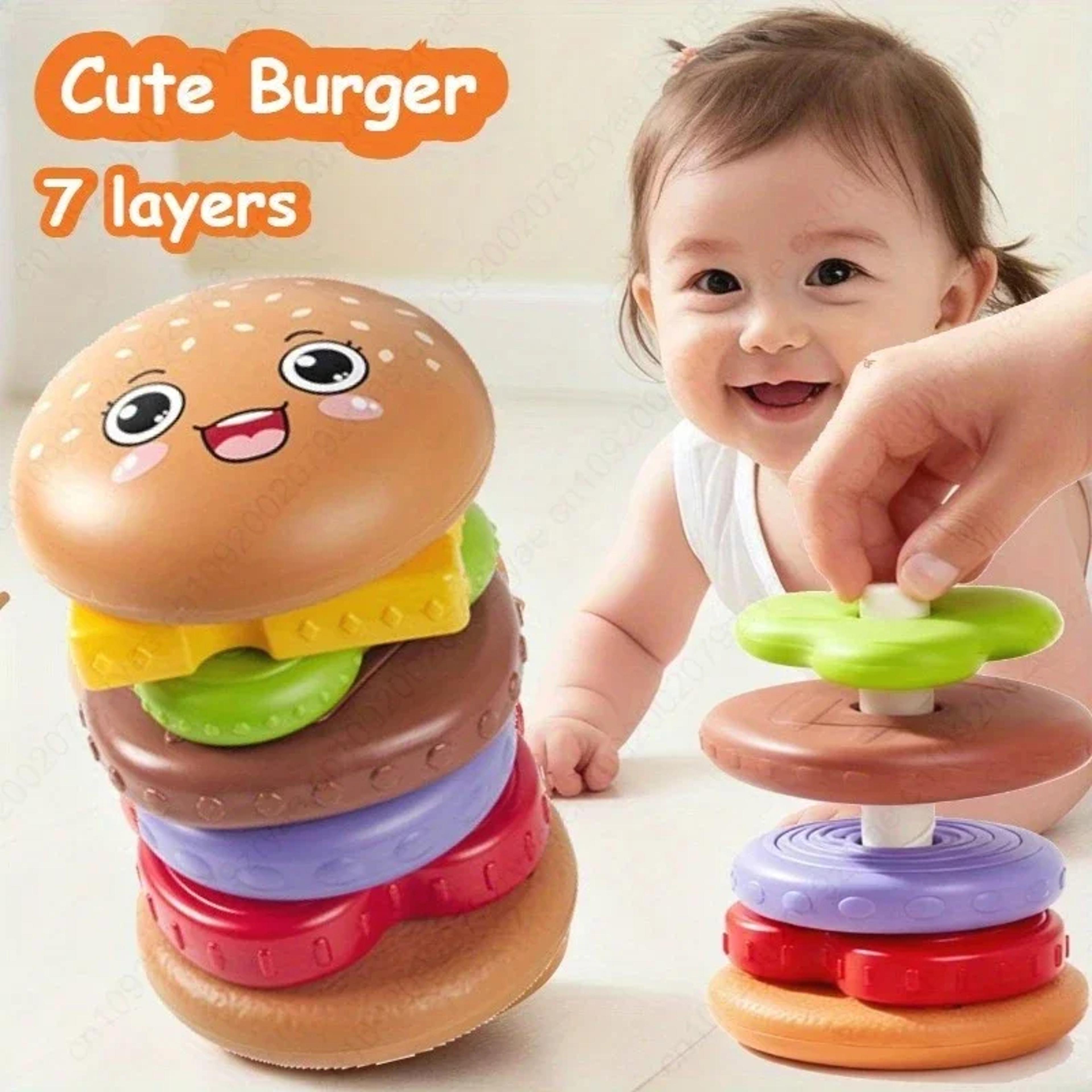 burger stacking toy spinning ring sorter toy for toddlers educational sensory learning game