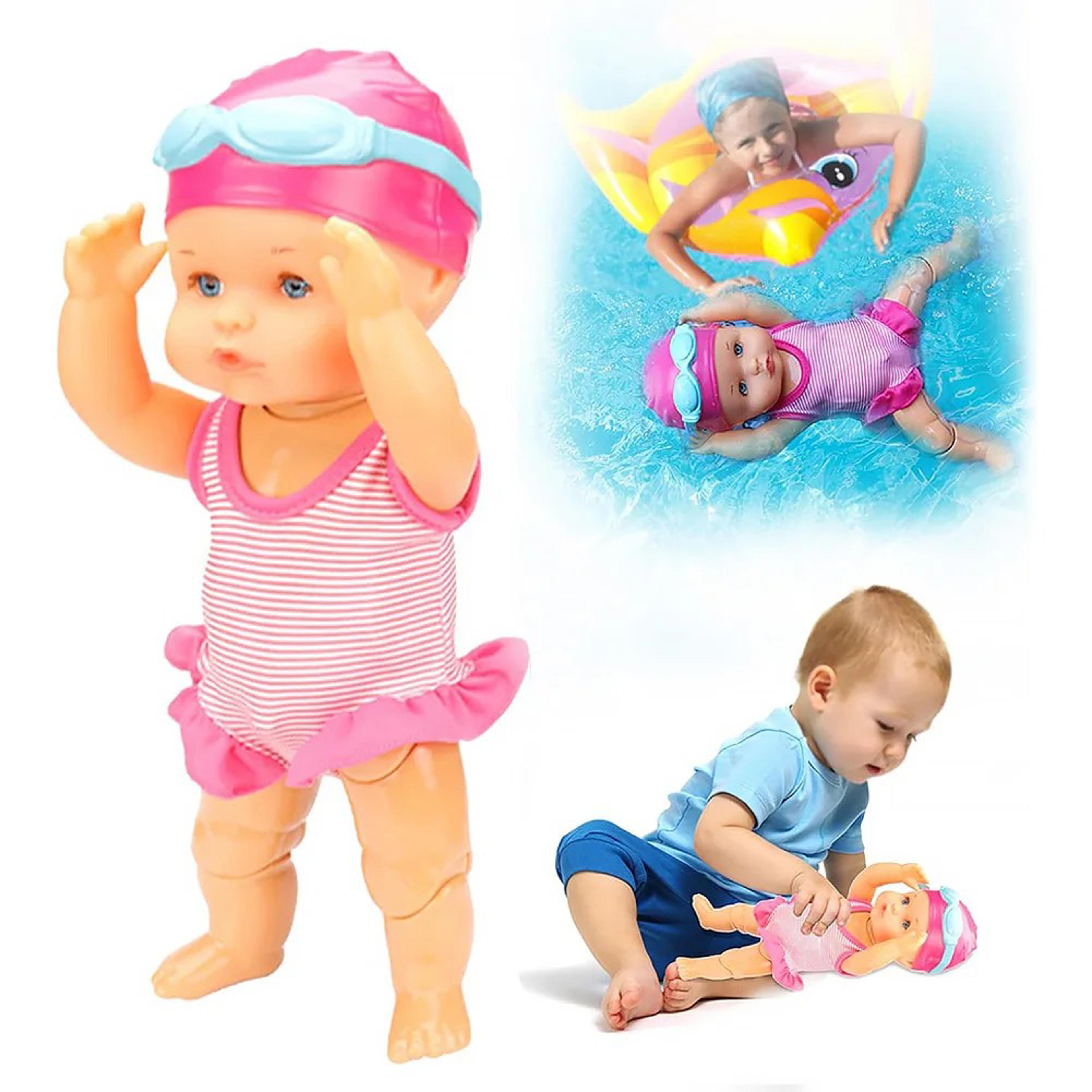 waterproof baby doll swimming bath toy with movable joints & removable swimsuit