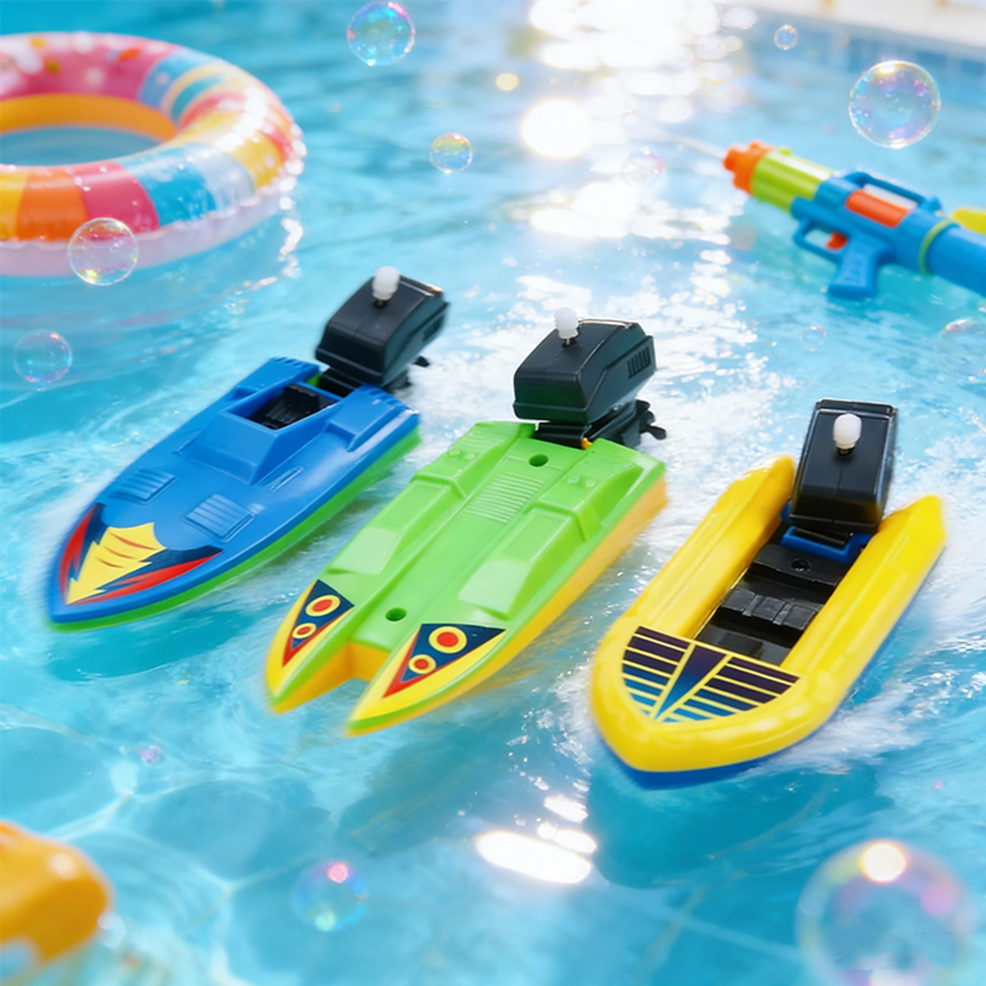 wind-up speed boat bath toy for kids floating clockwork water boat