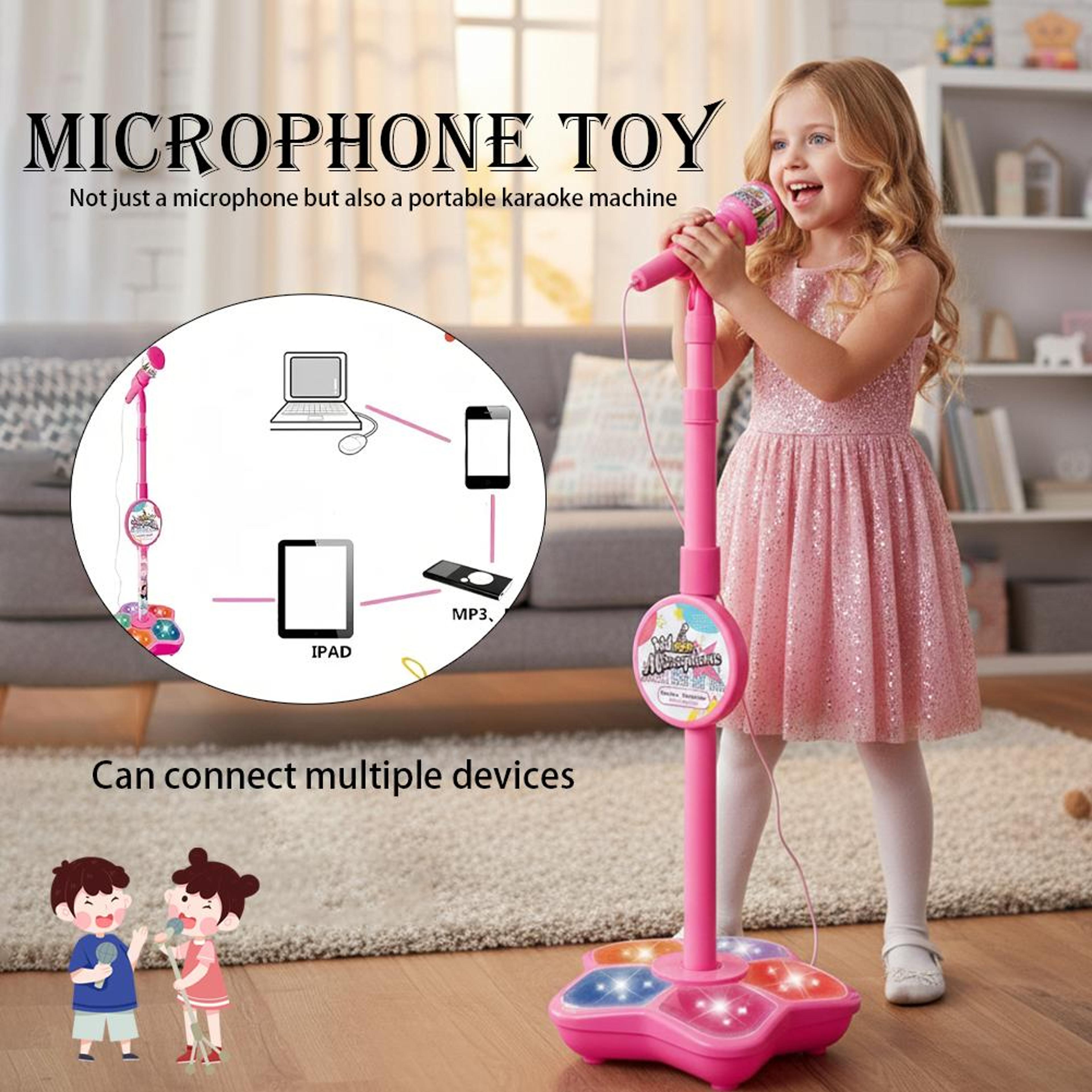 kids karaoke microphone with stand musical toy for kids interactive singing stage set
