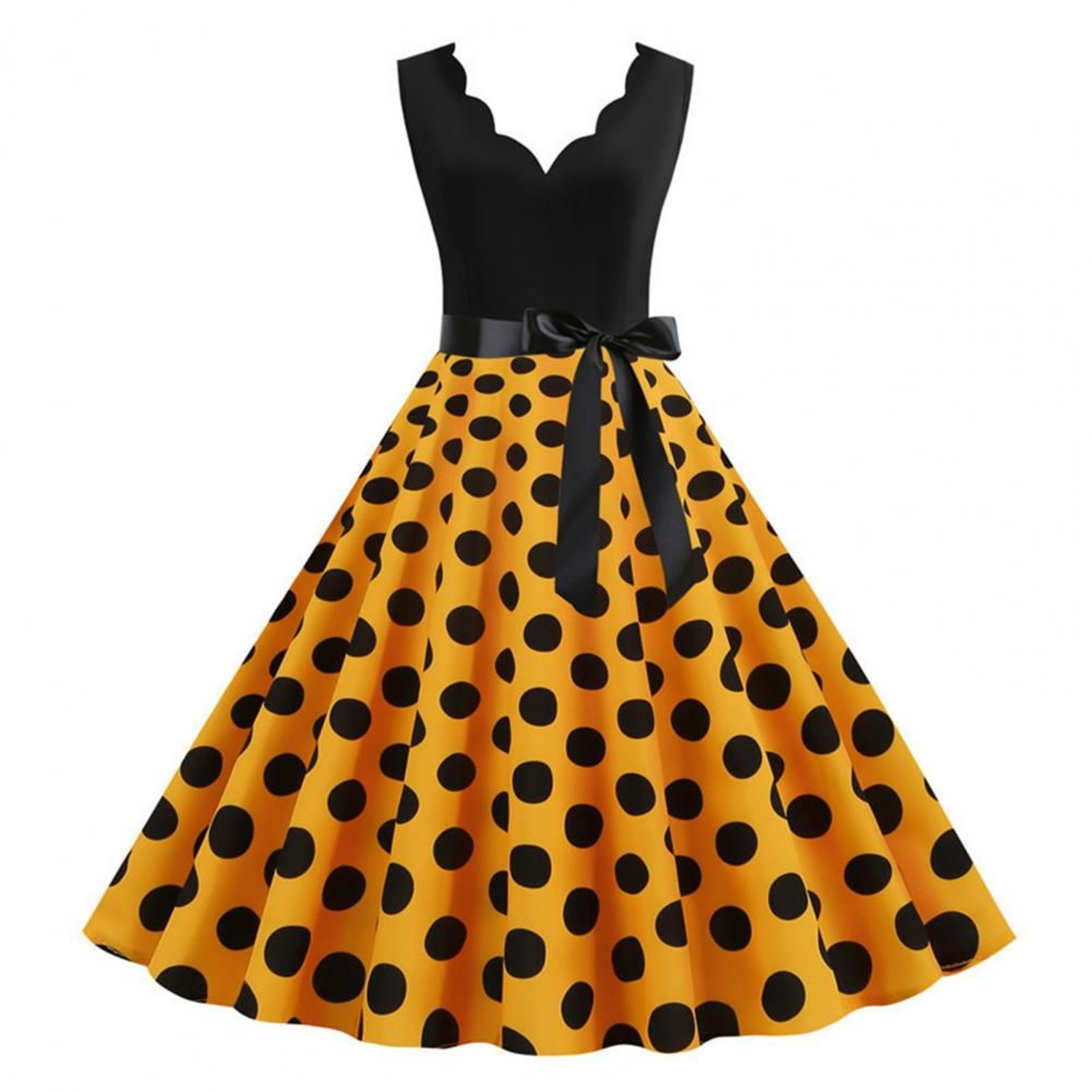 yellow retro dress JULIE in Solid Cotton #49 - Golden Fabric perfect for any party Patterns Retro Tea Length Dresses