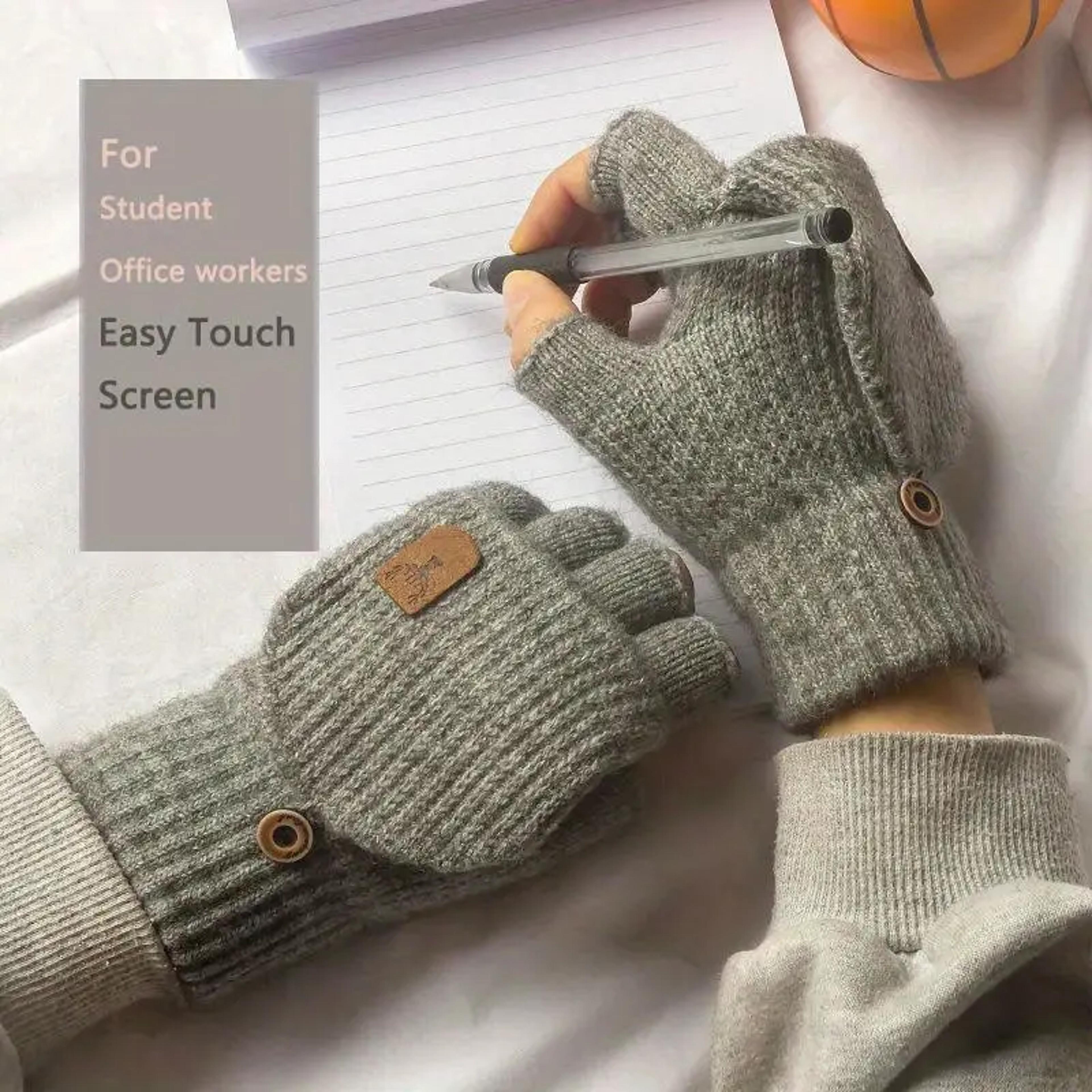 thickened fingerless gloves warm touchscreen gloves for students, men & women