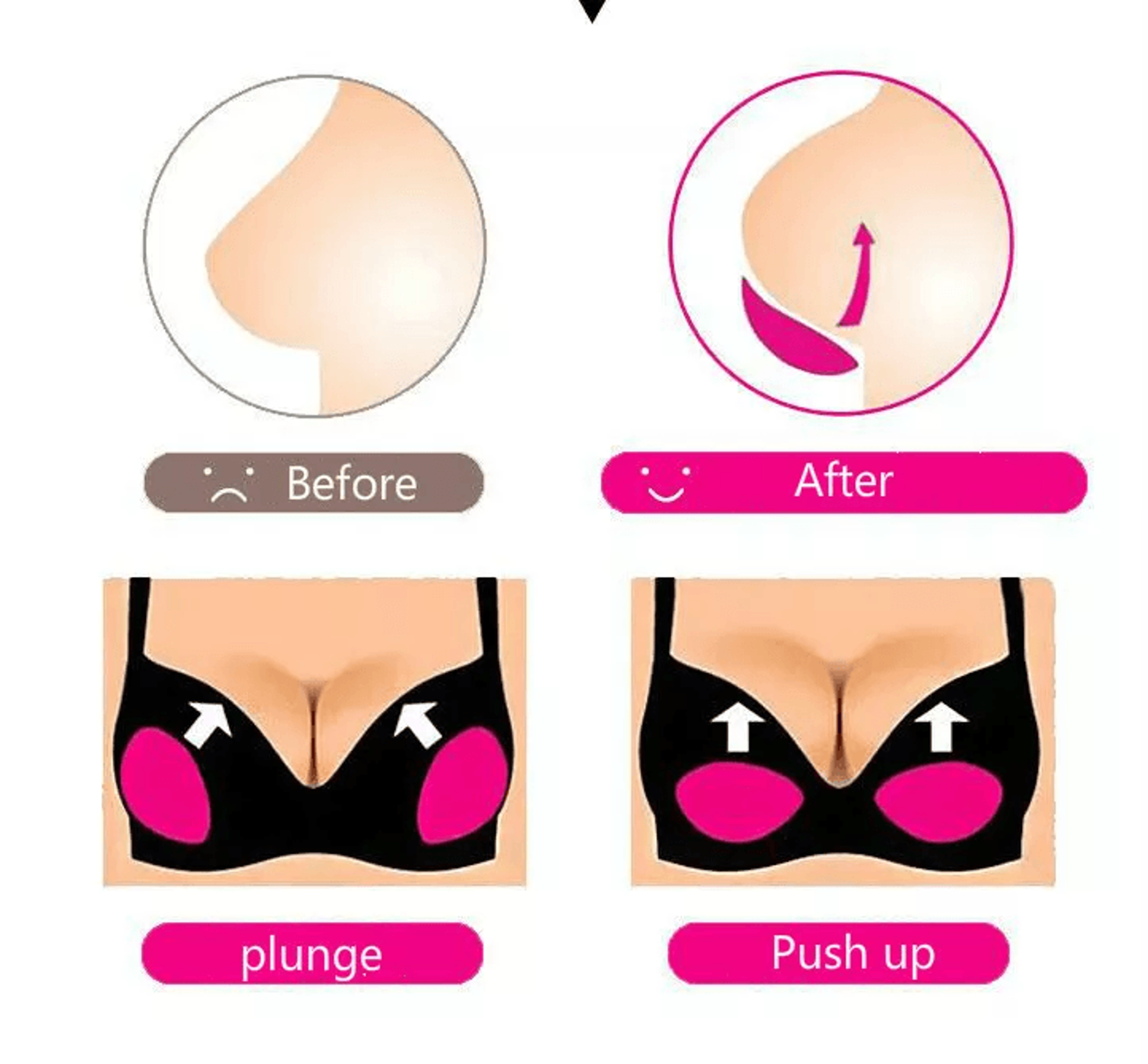 silicone insert pads for bras, gel push up breast enhancer, lift plunge bra inserts for bikini swimsuit, reusable