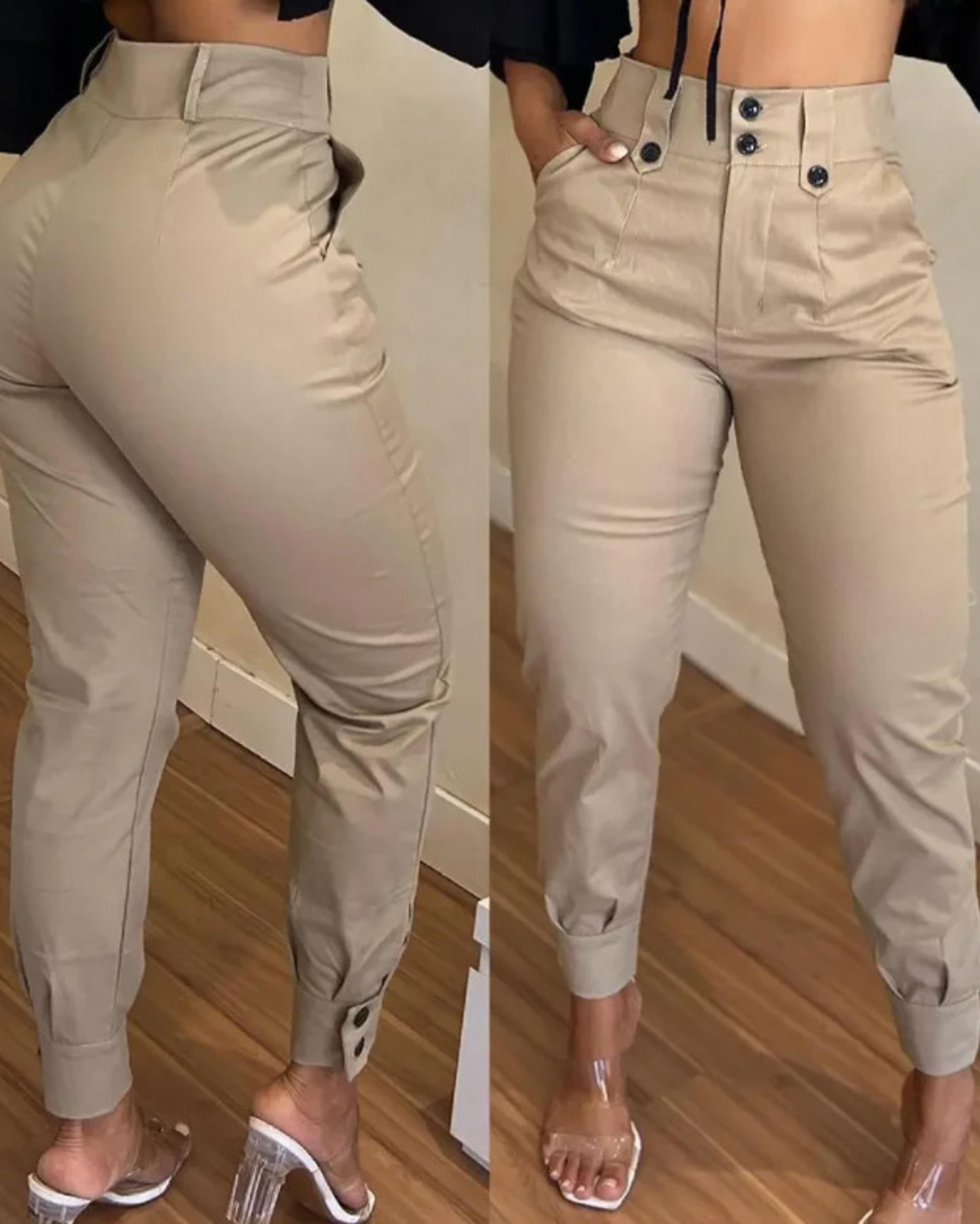 womens high waist cargo capris skinny fit, zipper fly & pockets