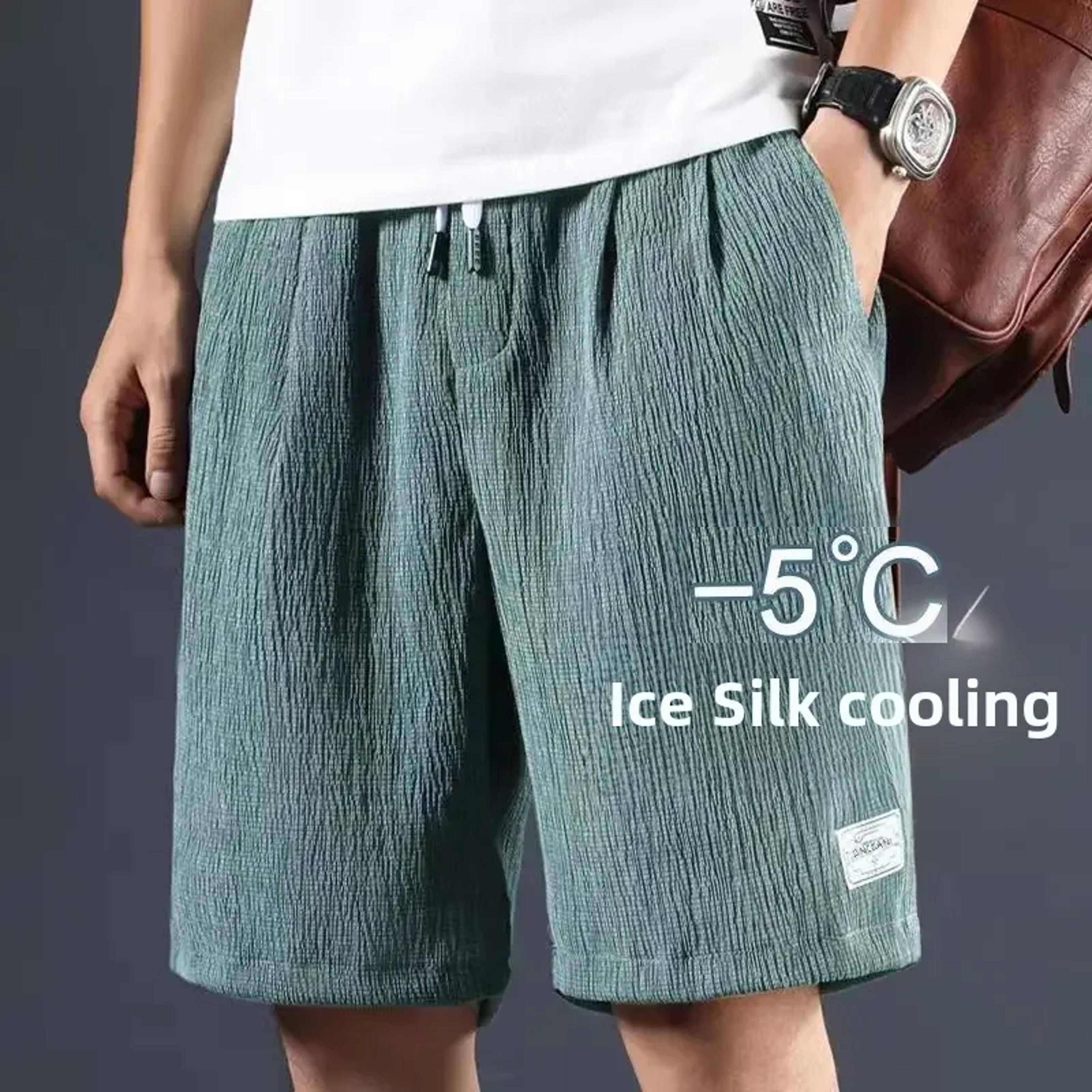 men's ice silk casual shorts, loose fit summer style big pants, versatile comfortable outerwear everyday for men