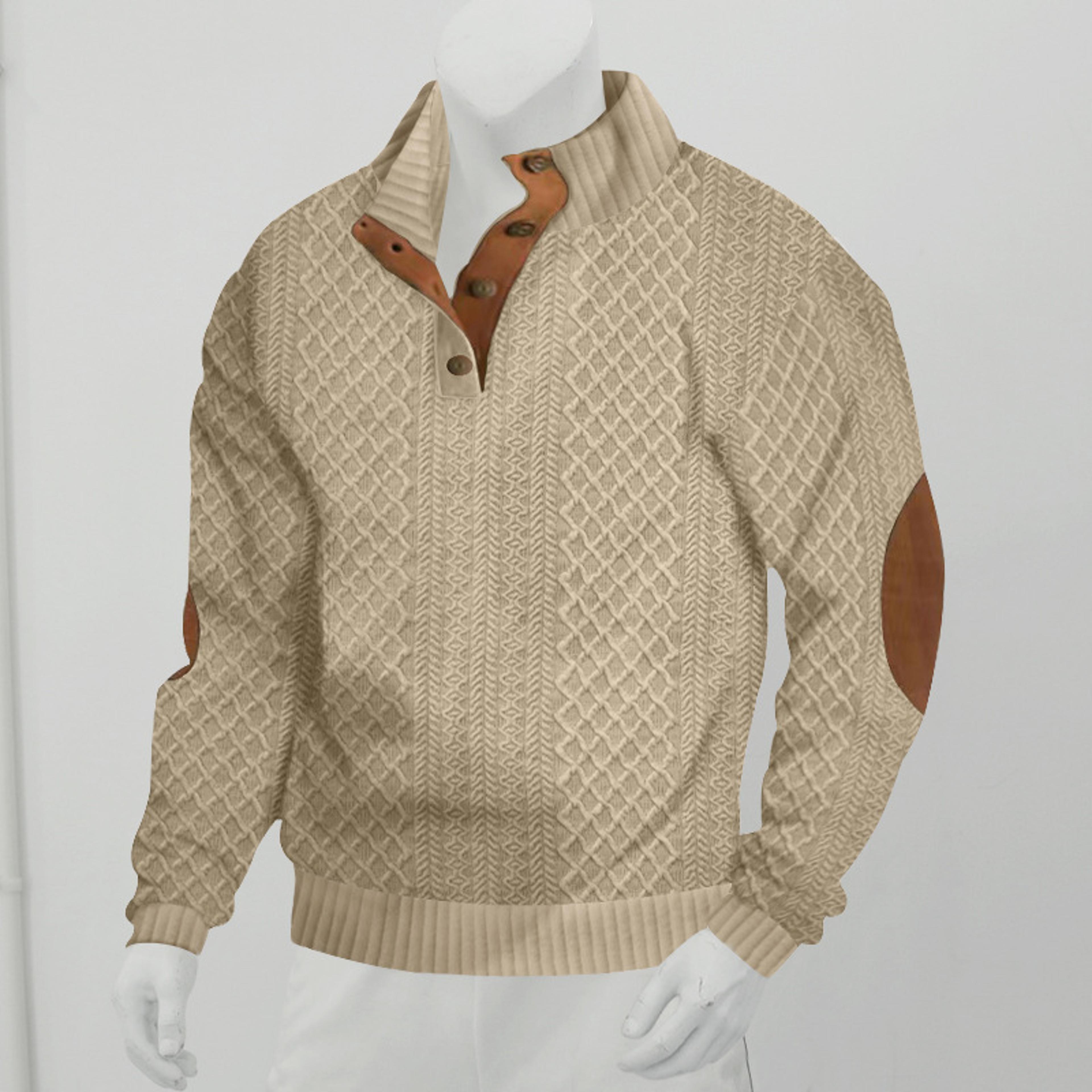 autumn and winter knitted pullover, men's casual stand up collar sweater, long sleeved jacquard cross border style