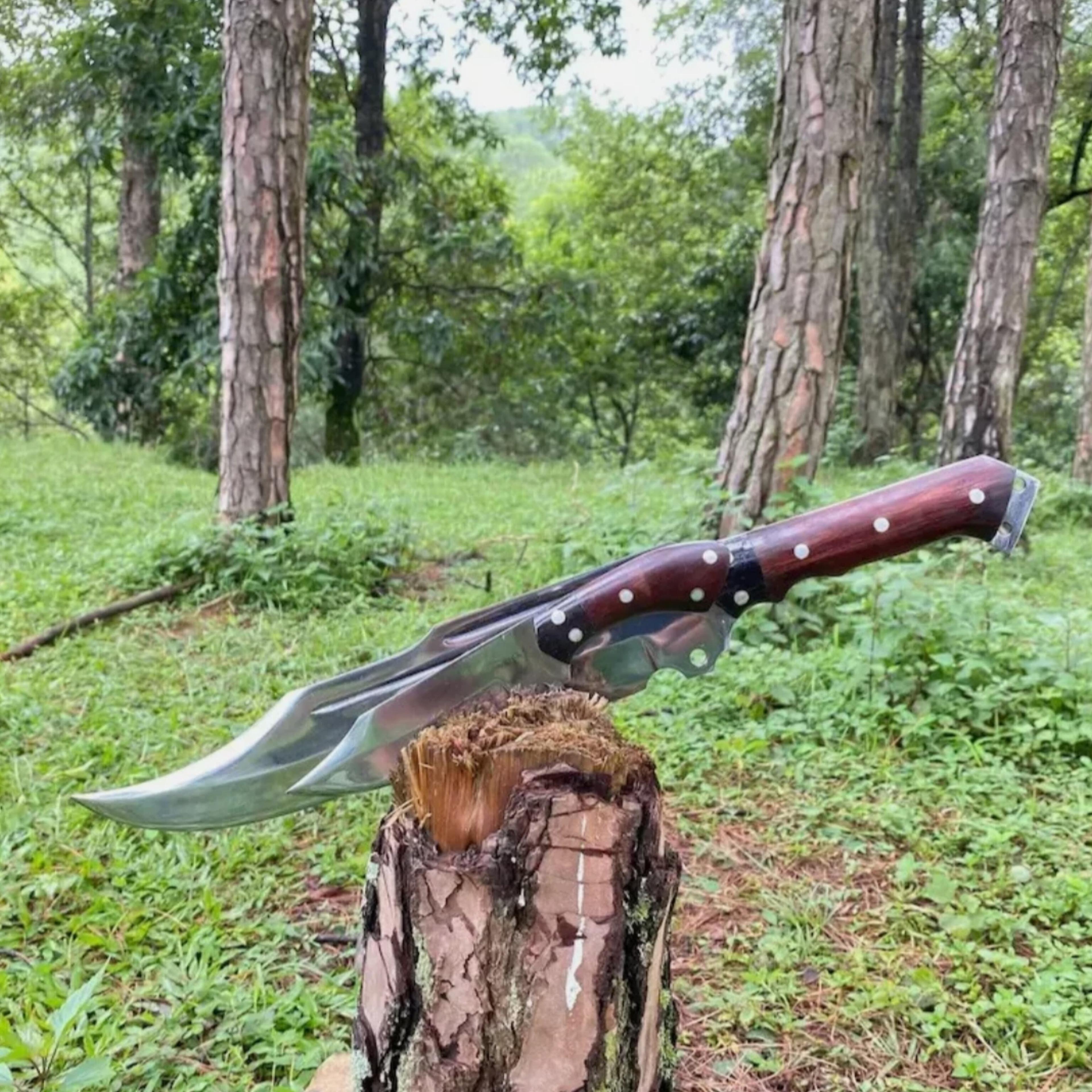 custom handmade carbon steel blade survival bowie knife- hunting knife camping