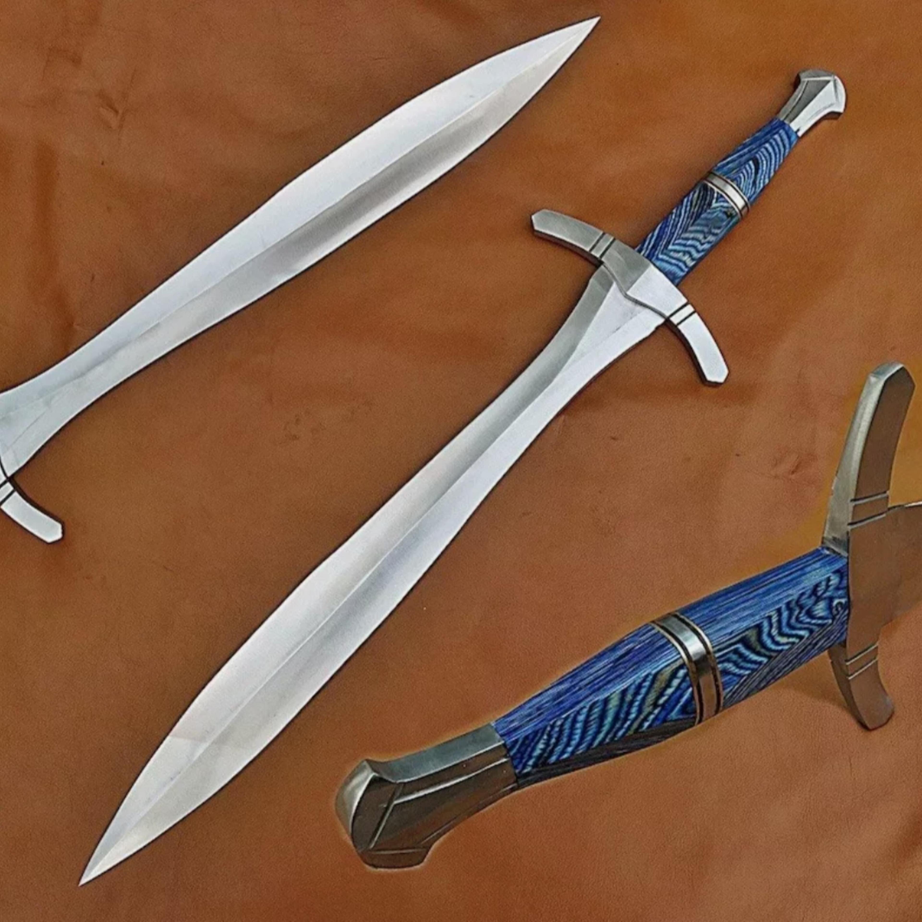 custom handmade carbon steel blade celtic leaf sword | hunting sword camping