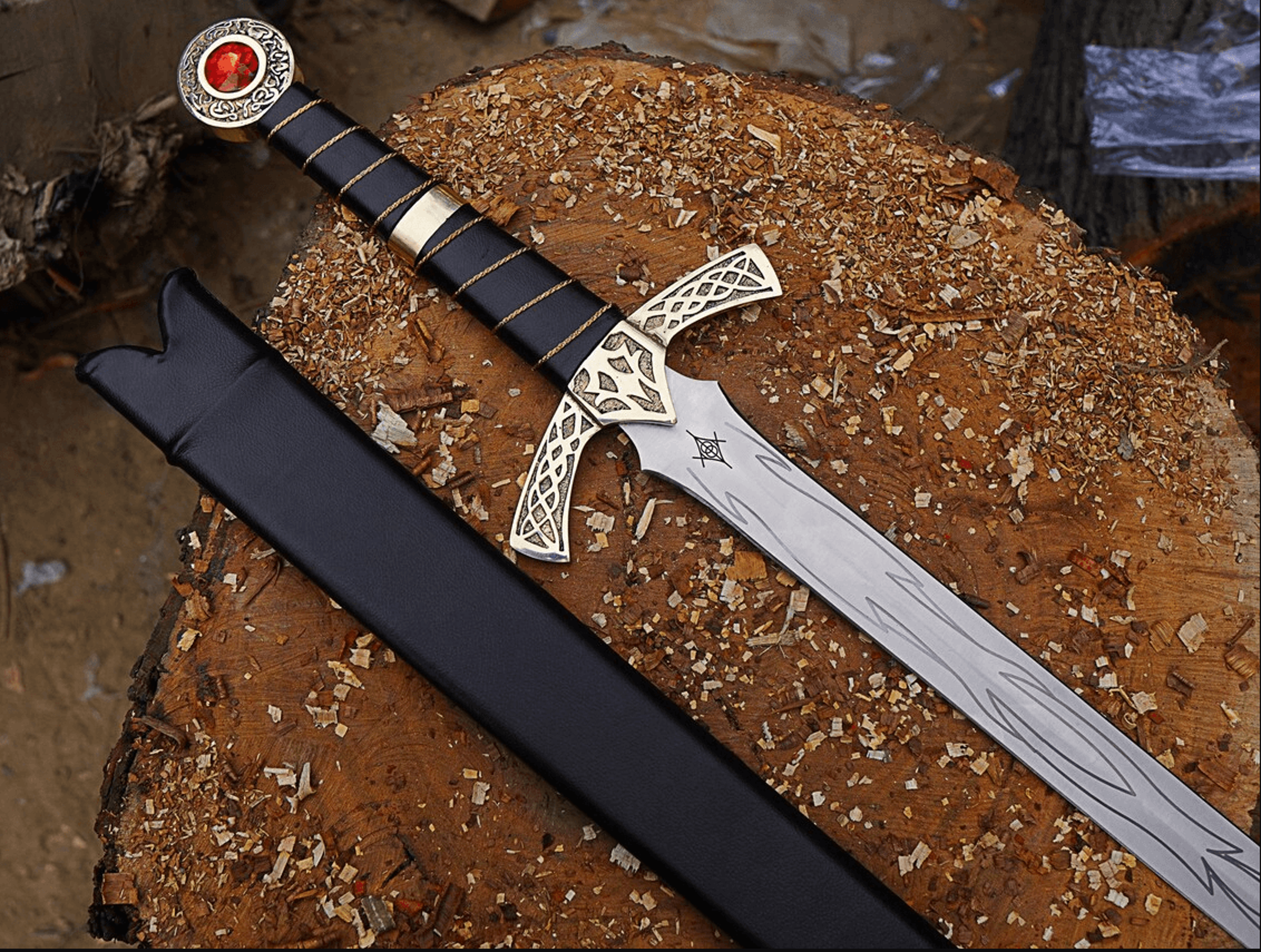 throne of glass goldryn replica sword | handmade fantasy display sword with leather sheath