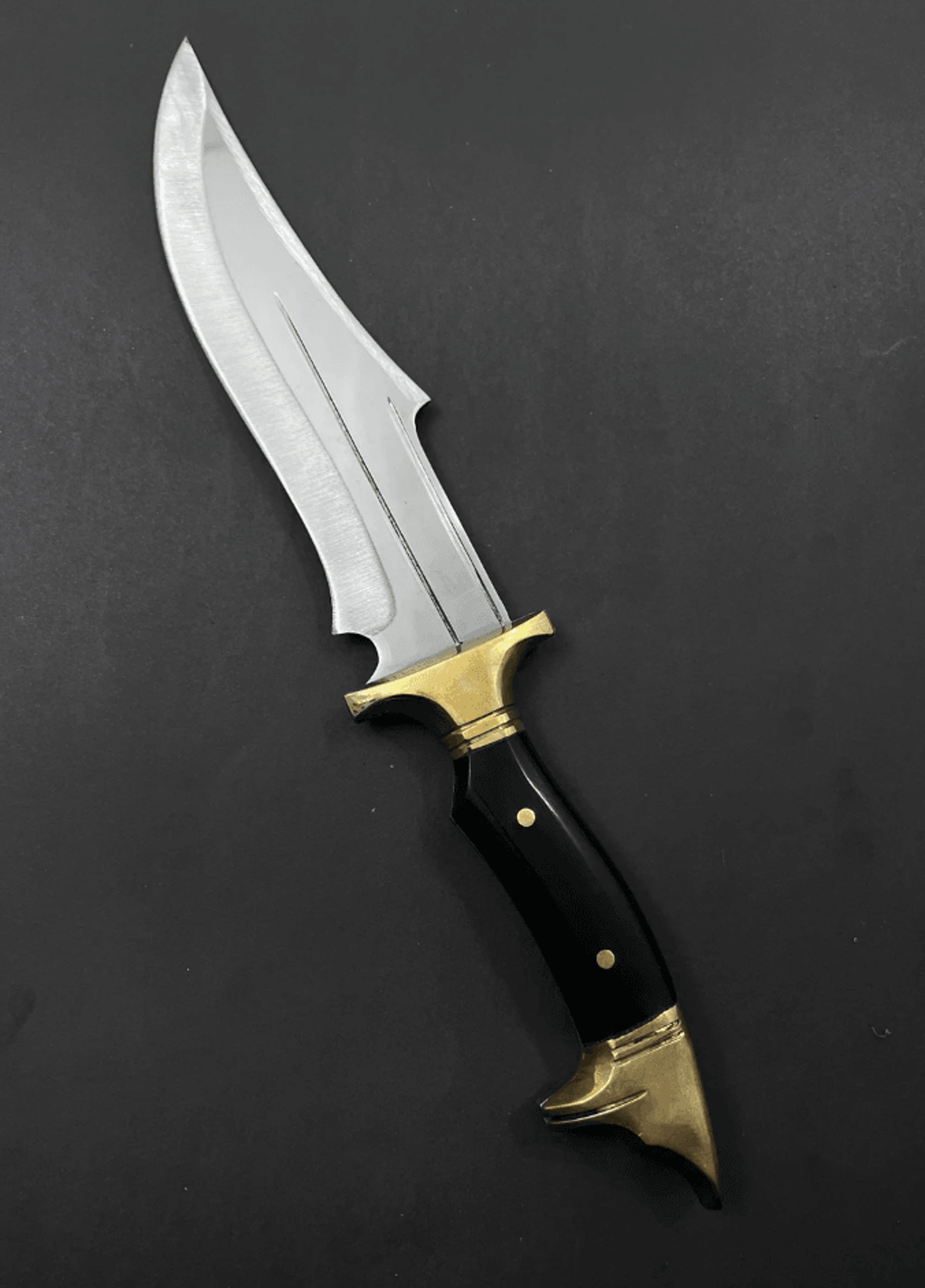 handmade wolf head hunting knife | engraved stainless steel blade + walnut handle & leather sheath outdoor / camping g