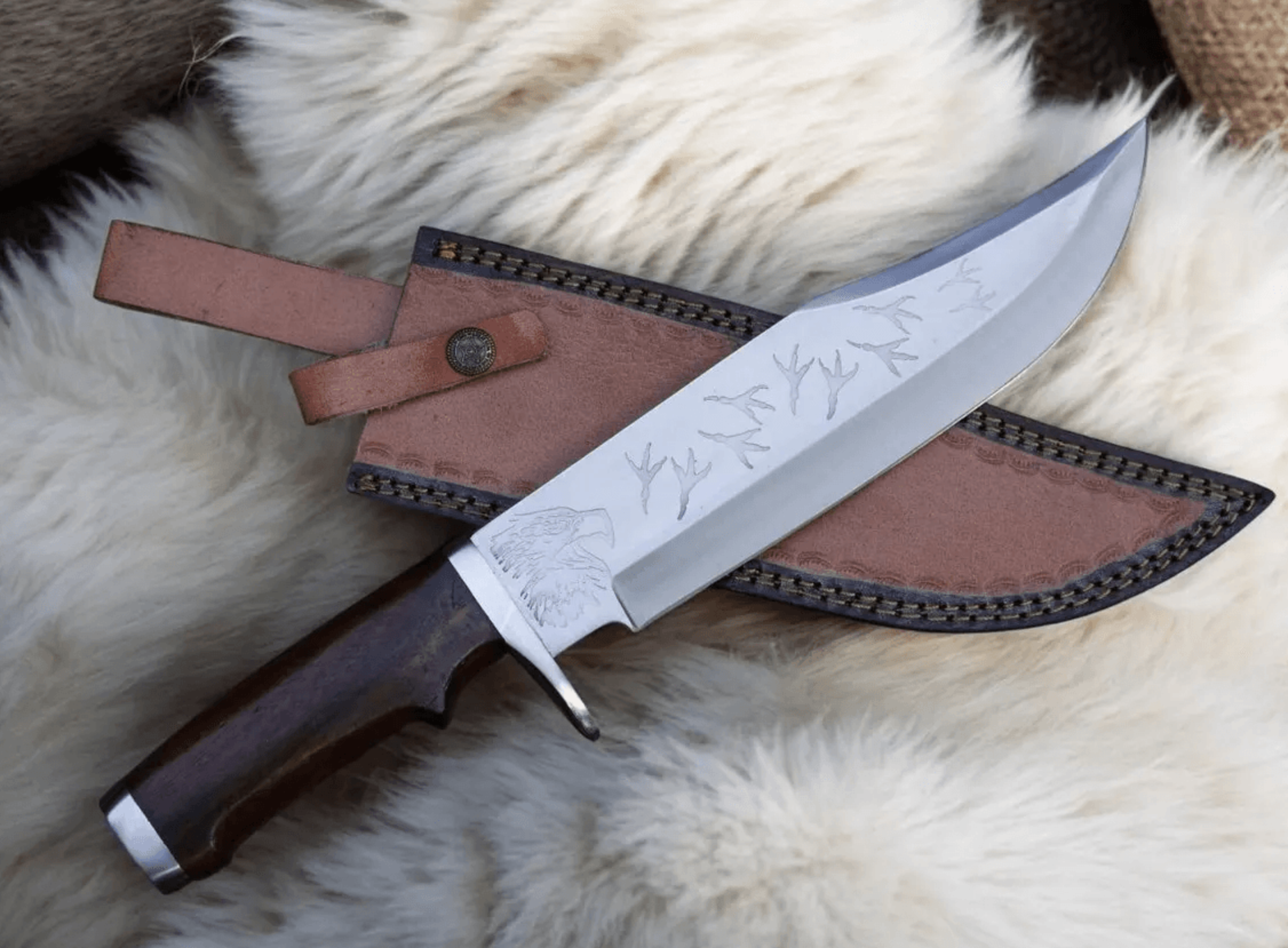 15 inch survival knife | full tang outdoor knife gift for him | d2 steel blade + leather sheath