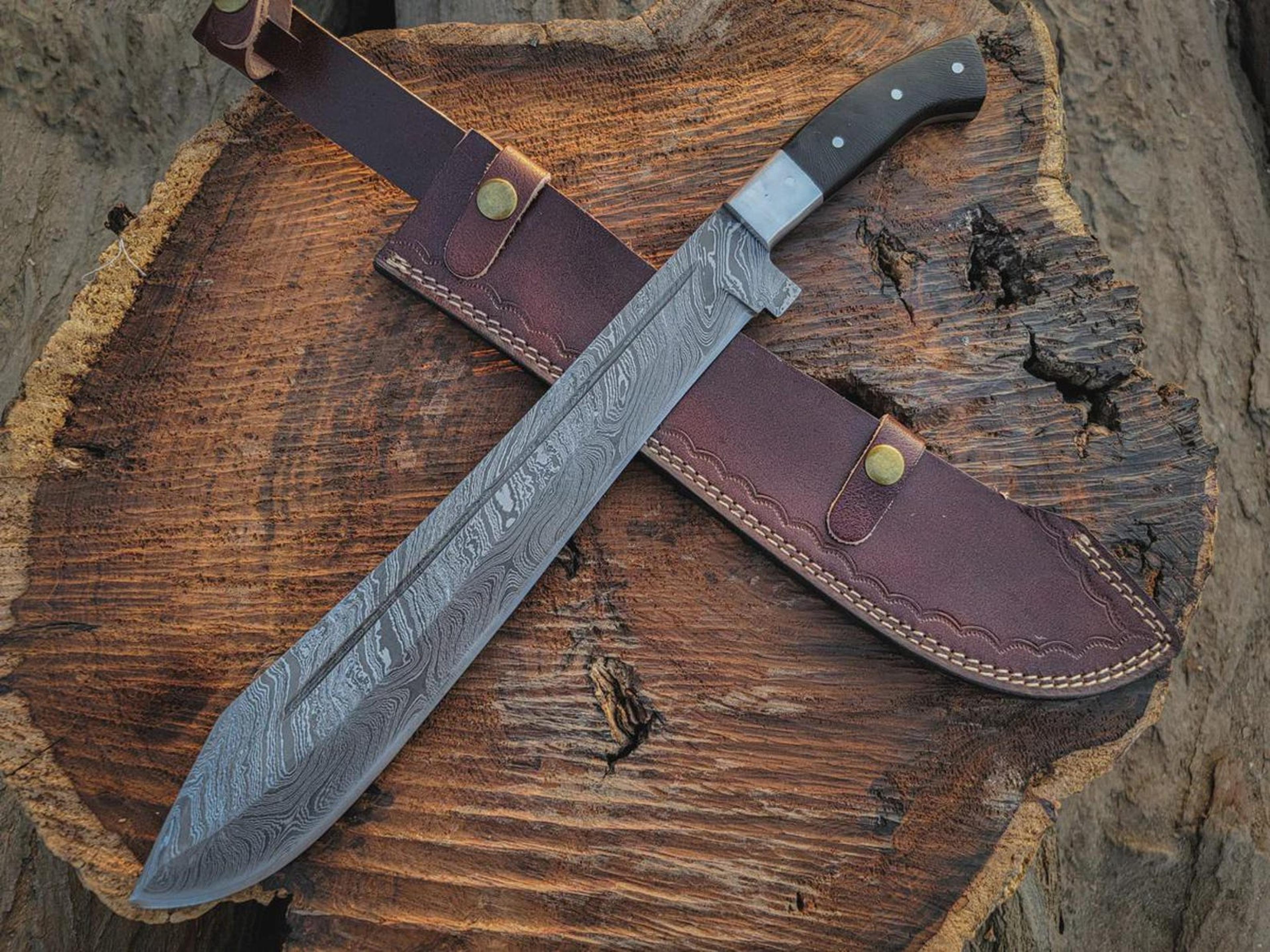 premium 18 inch damascus machete hunting camping collector gift