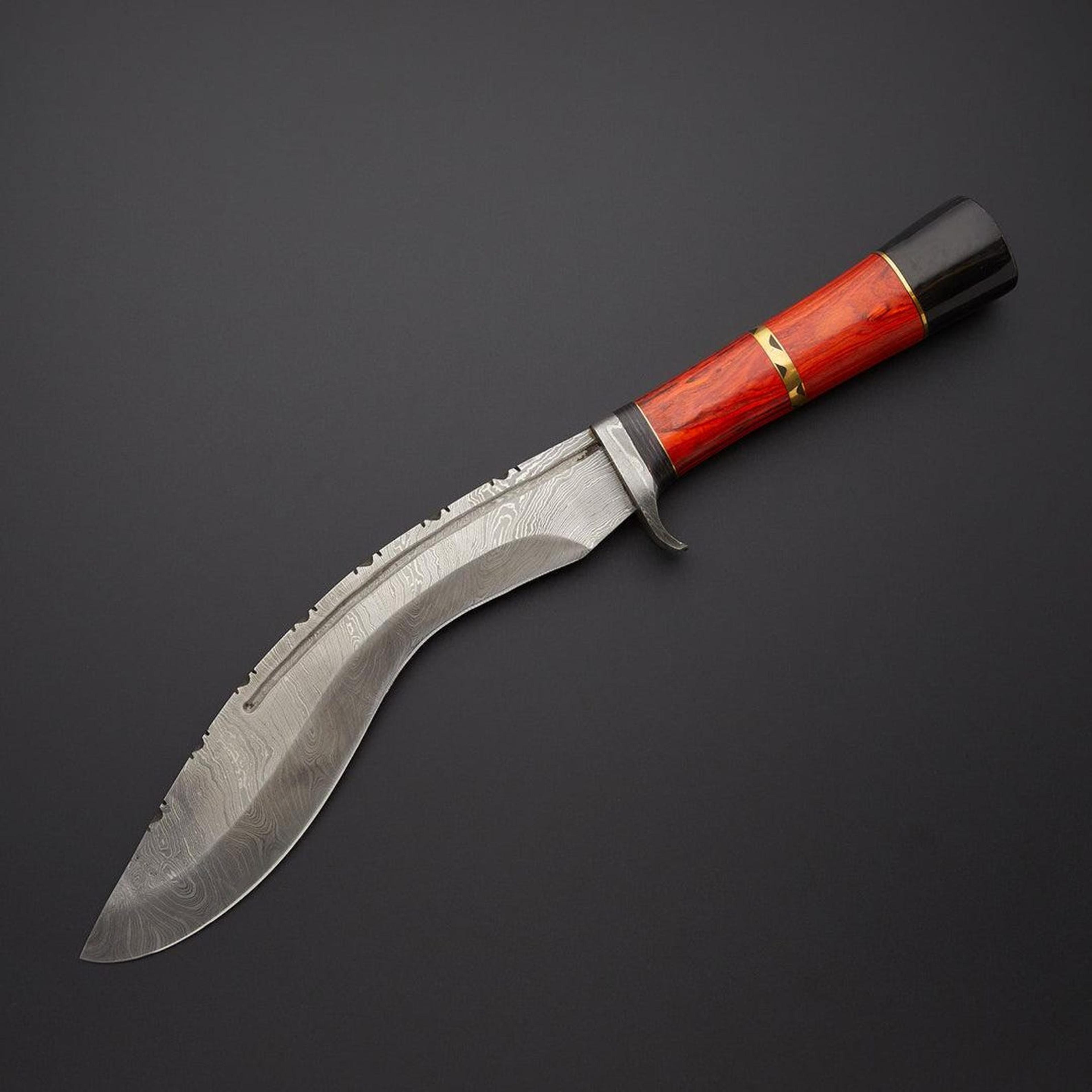 adventure-ready custom damascus steel folding pocket knife with handcrafted hardwood handle and leather sheath