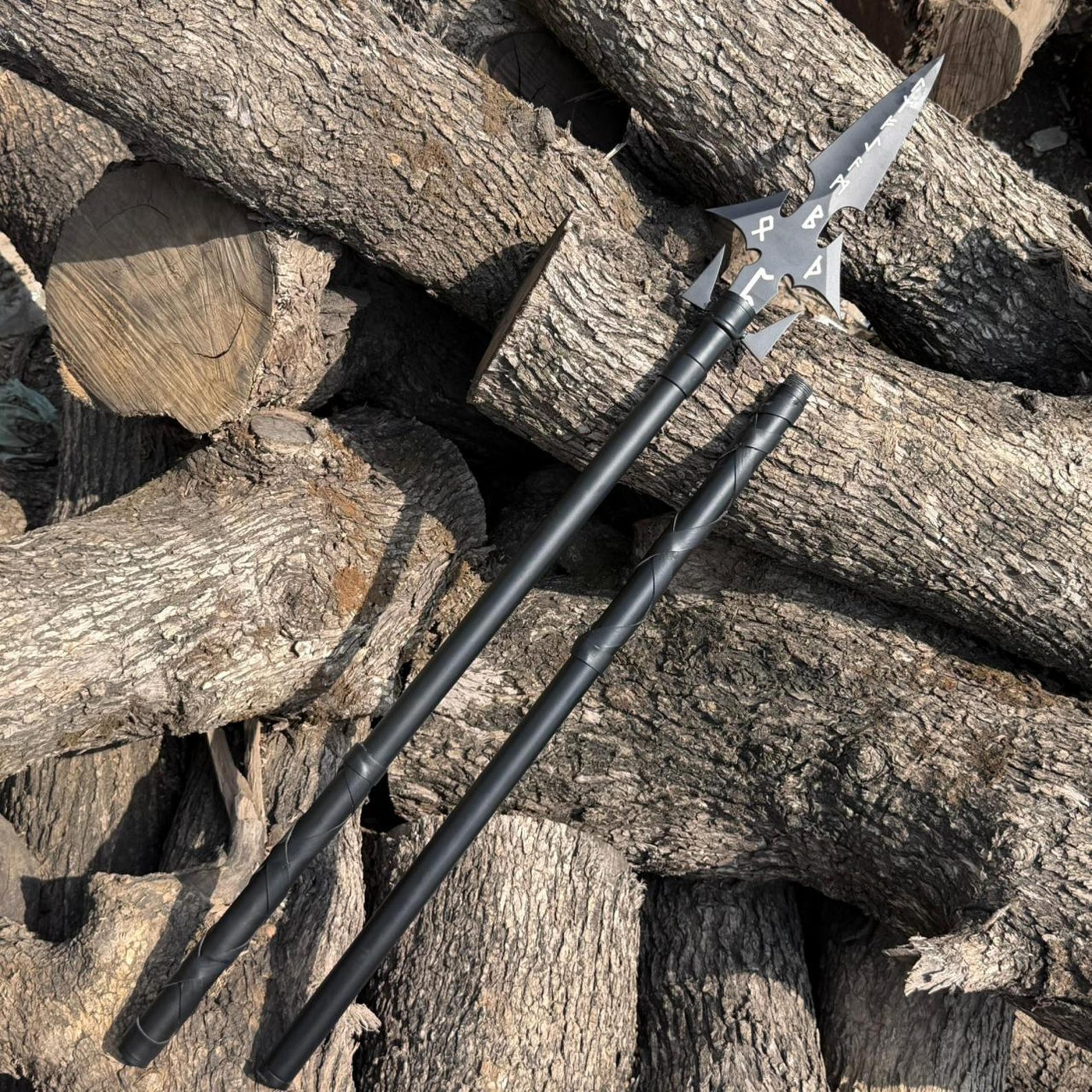 handmade fantasy spear 65 inch polearm decorative collectible spear medieval display spear cosplay prop fantasy gift for