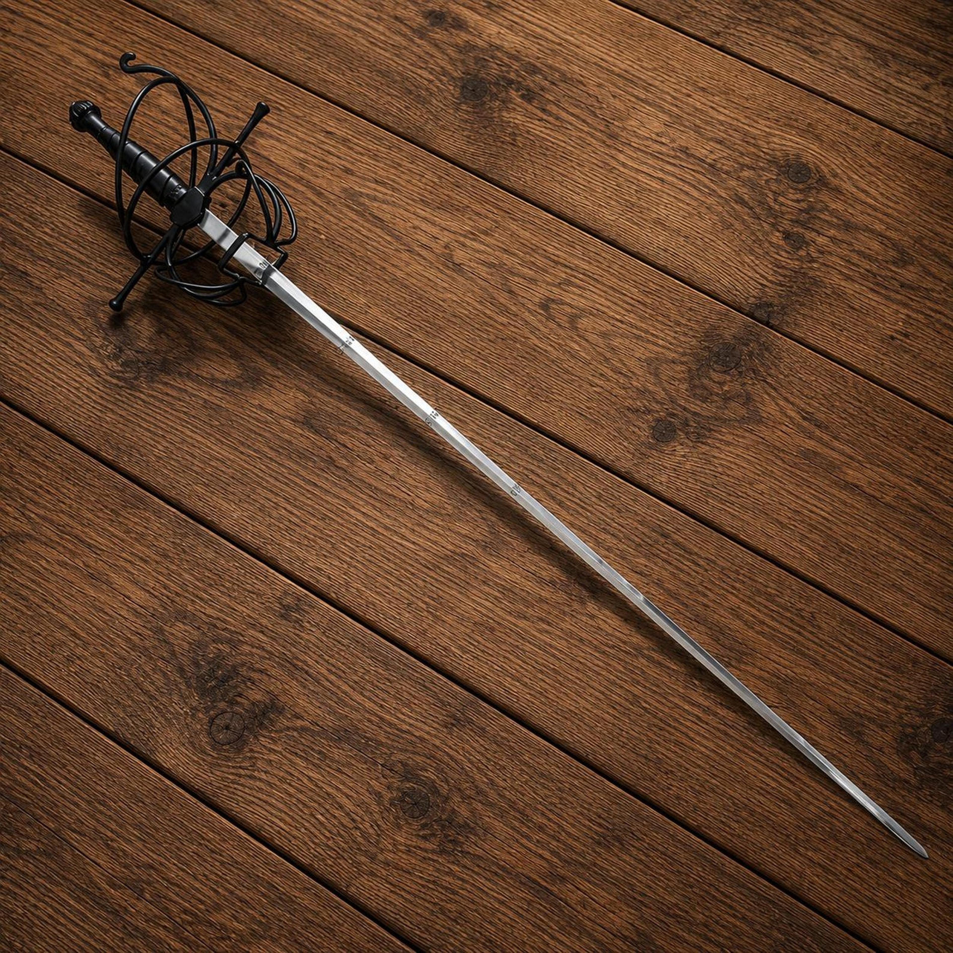 handcrafted rapier sword with swept hilt – high carbon steel renaissance fencing sword for collectors & historical displ