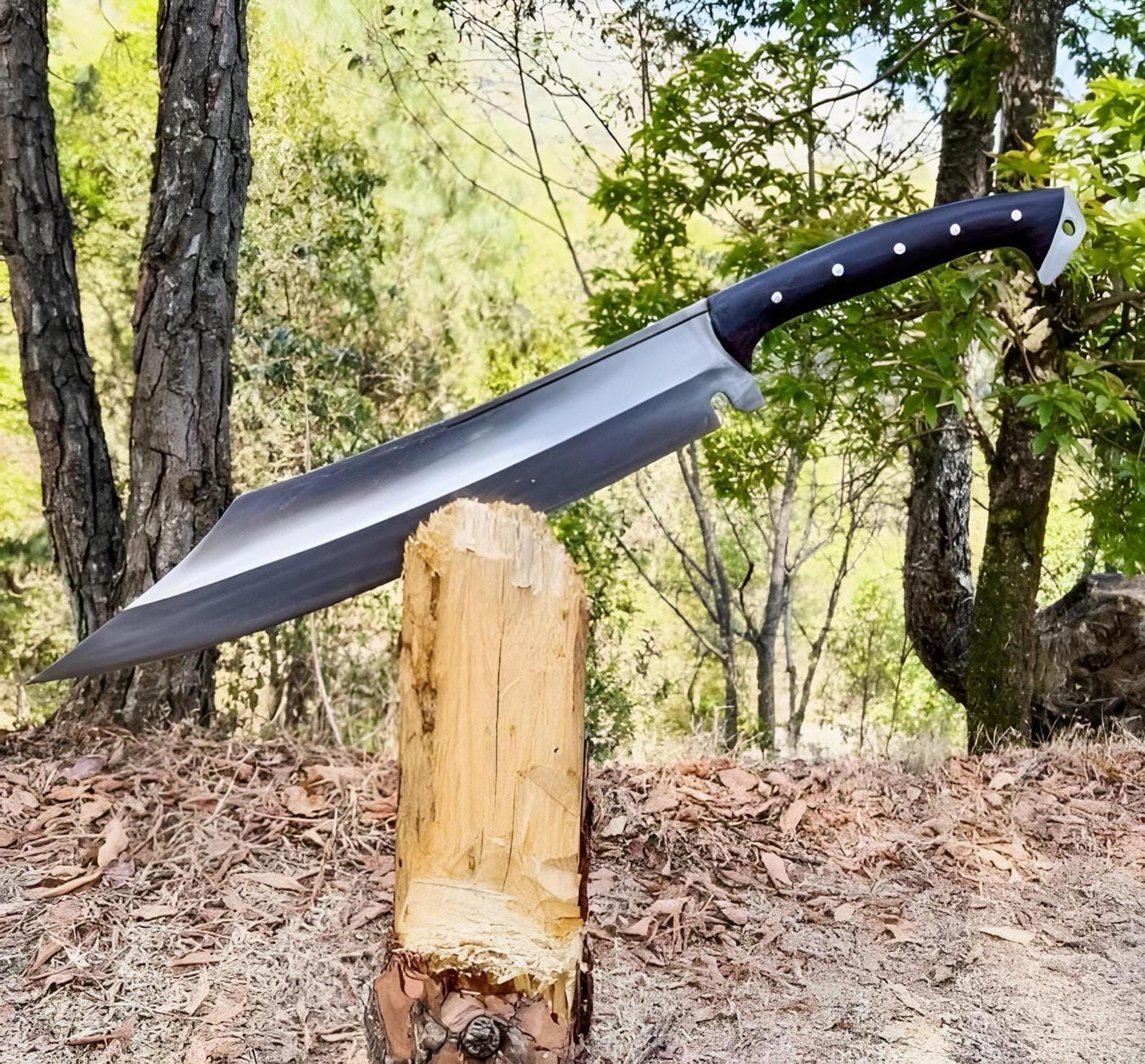 handcrafted high carbon steel kukri machete with hardwood handle & leather sheath – husband gift | hunter gift