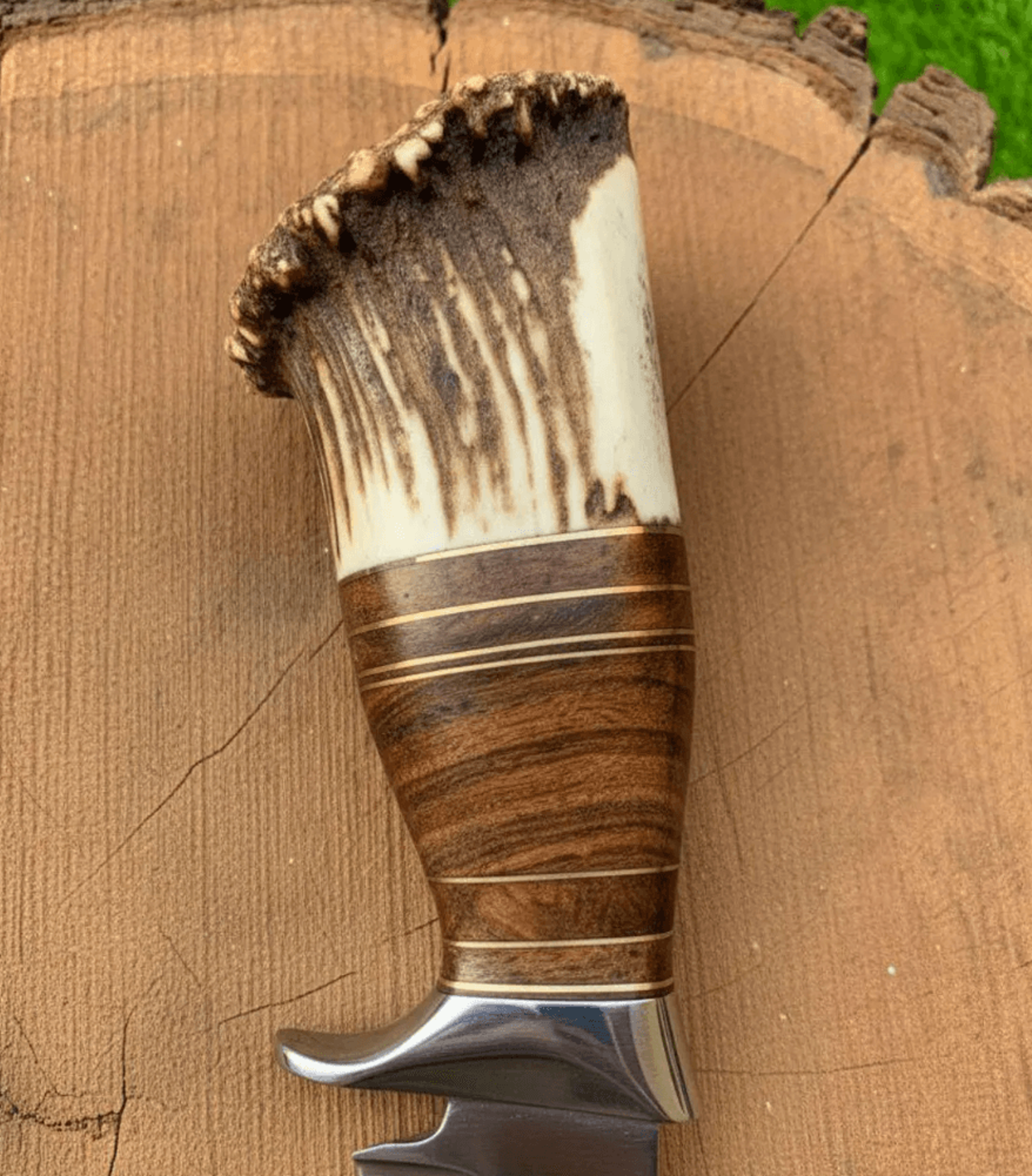 custom handmade hunting knife | stainless steel outdoor blade | walnut handle + leather sheath | premium survival &