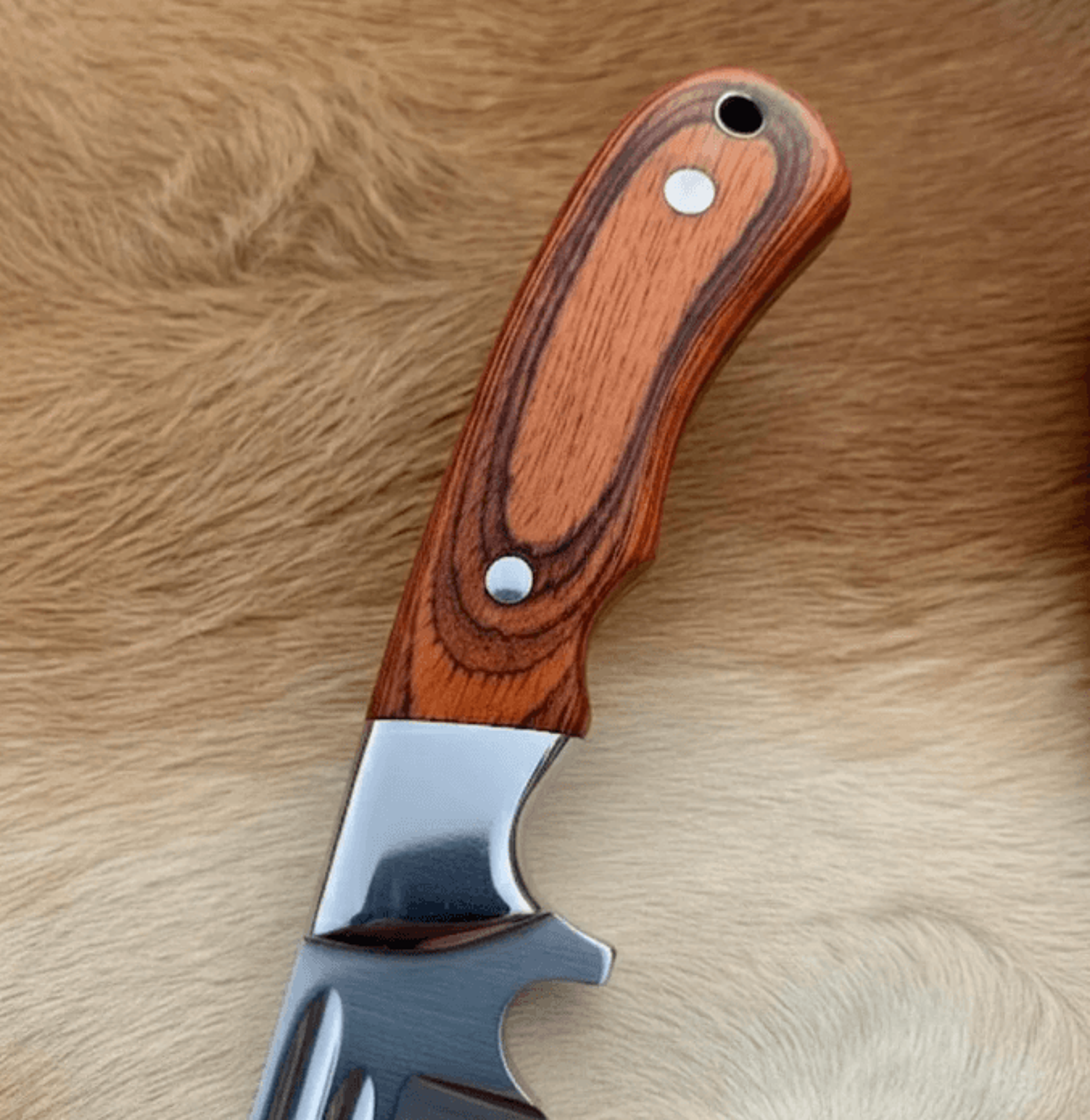 custom handmade d2 steel hunting knife | walnut handle | full tang outdoor blade + leather sheath | premium survival & c