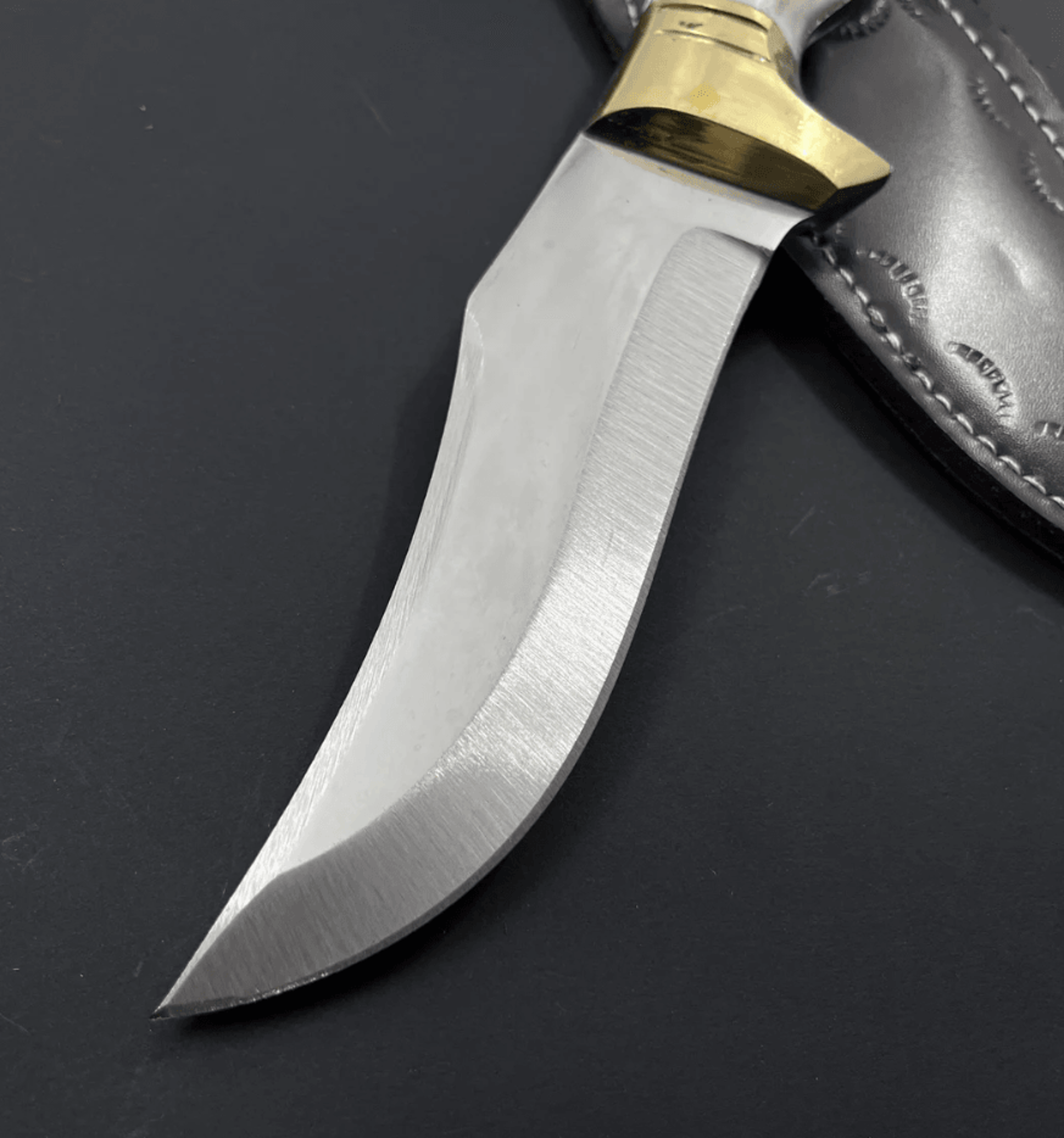 customized deer antler hunting knife | full-tang stainless blade + natural antler handle & leather sheath | outdoor, cam
