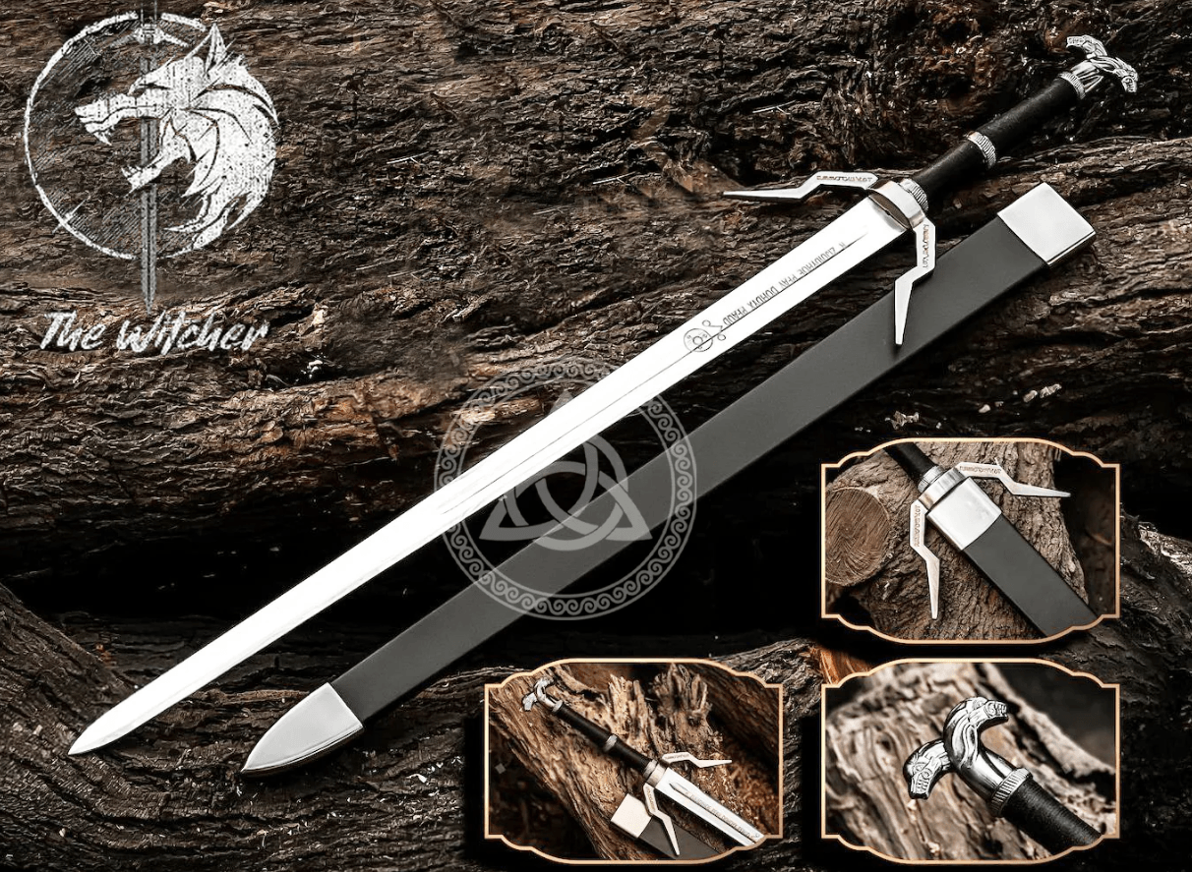 witcher 3 master wolf sword | geralt of rivia sword – steel replica set | decorative collectible